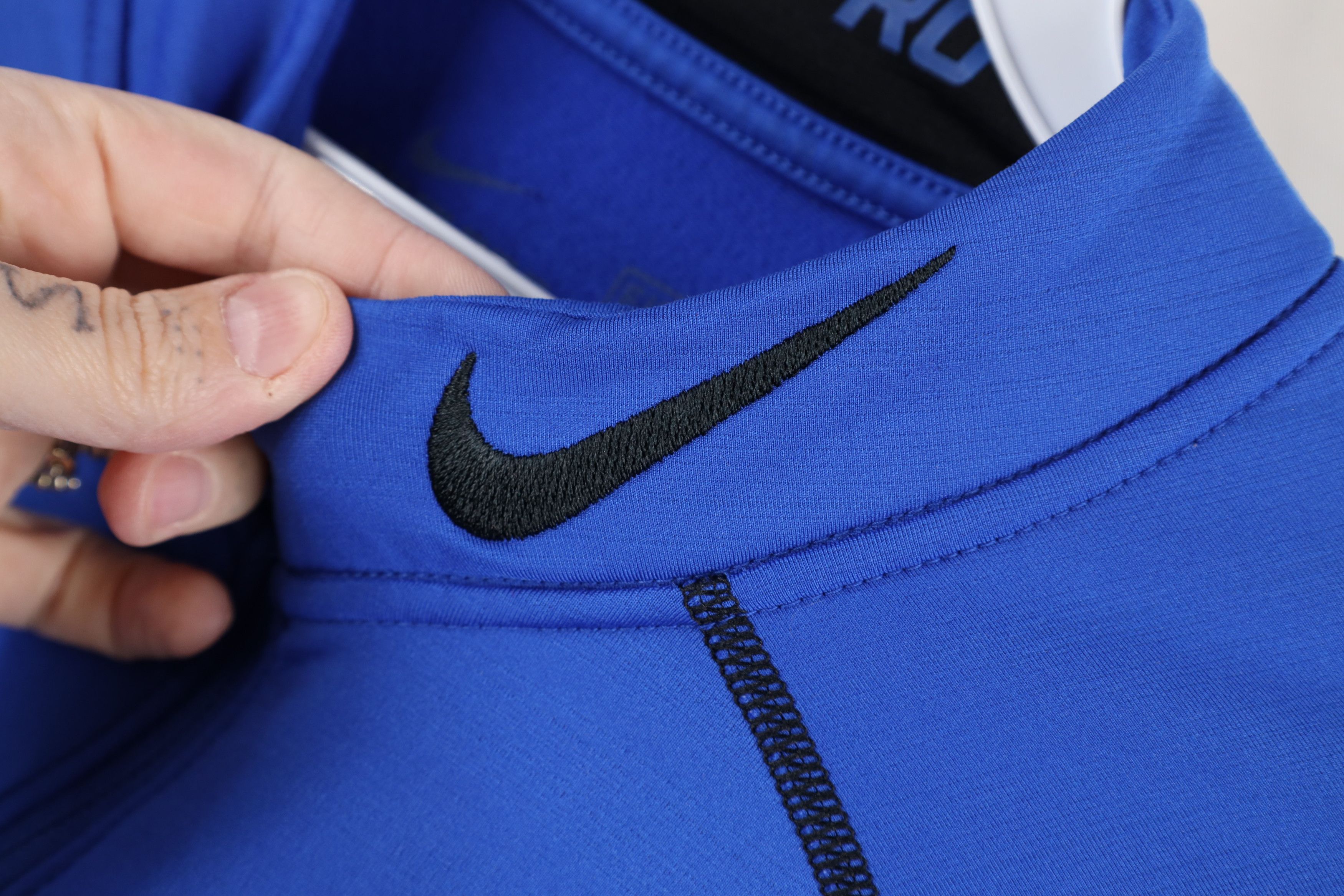Nike × Vintage Nike Pro Combat Hyperwarm Fleece Lined Half Zip Sweater Blue Size US L / EU 52-54 / 3 - 4 Thumbnail