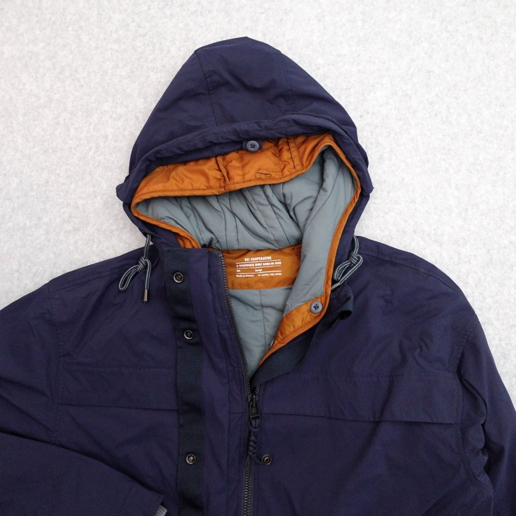 Vintage REI Jacket Womens Large Navy Blue Nylon Hoodie w Buttons Size L / US 10 / IT 46 - 6 Thumbnail