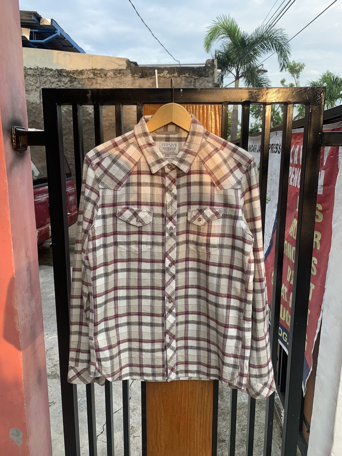 Designer × Japanese Brand × Nicole Club Nicole Club For Men Plaid Western Shirt Size US L / EU 52-54 / 3 - 1 Thumbnail