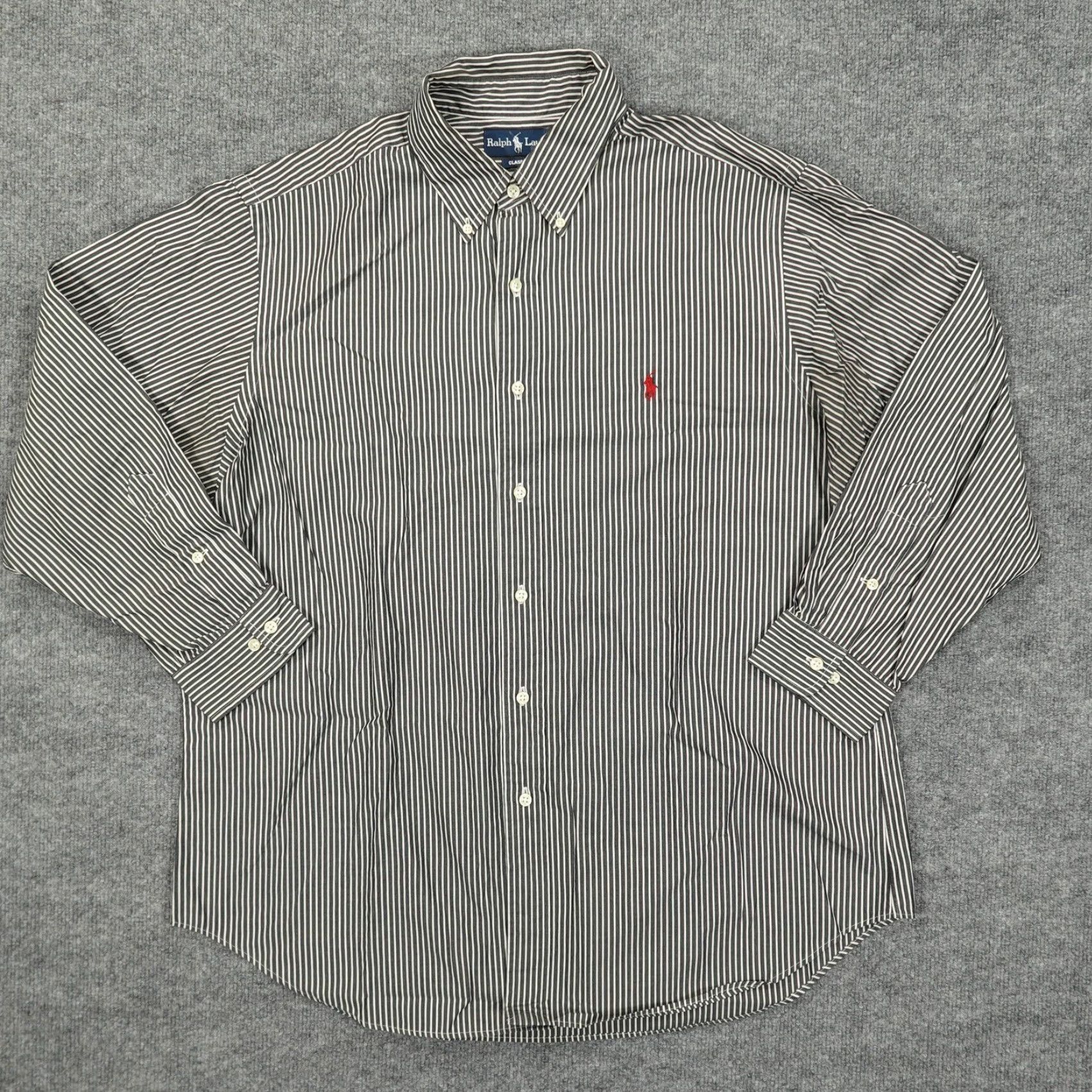 Polo Ralph Lauren VINTAGE Ralph Lauren Shirt Men 17 32/33 Black White Striped Button-Down Classic Button-Up Size US XL / EU 56 / 4 - 2 Thumbnail