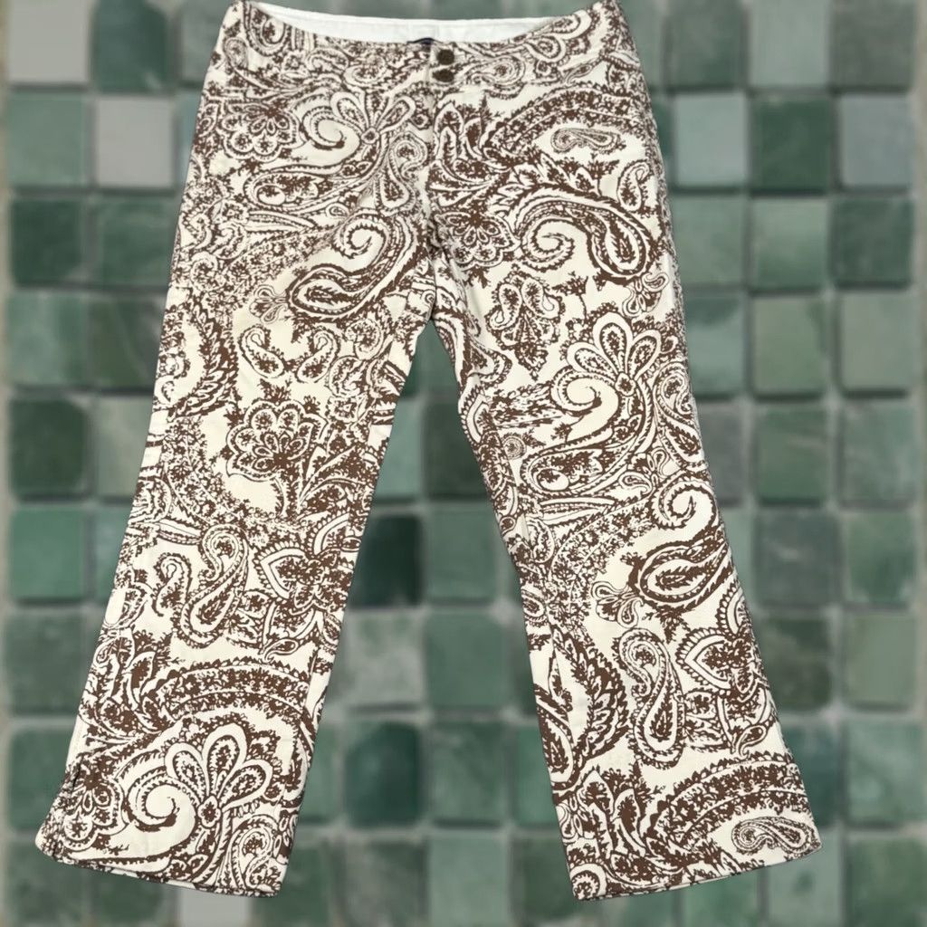 Gap Gap Retro Pants Capri Paisley Print Stretch Brown Beige Cropped Fall Women Size 2 Size 26" / US 2 / IT 38 - 1 Thumbnail