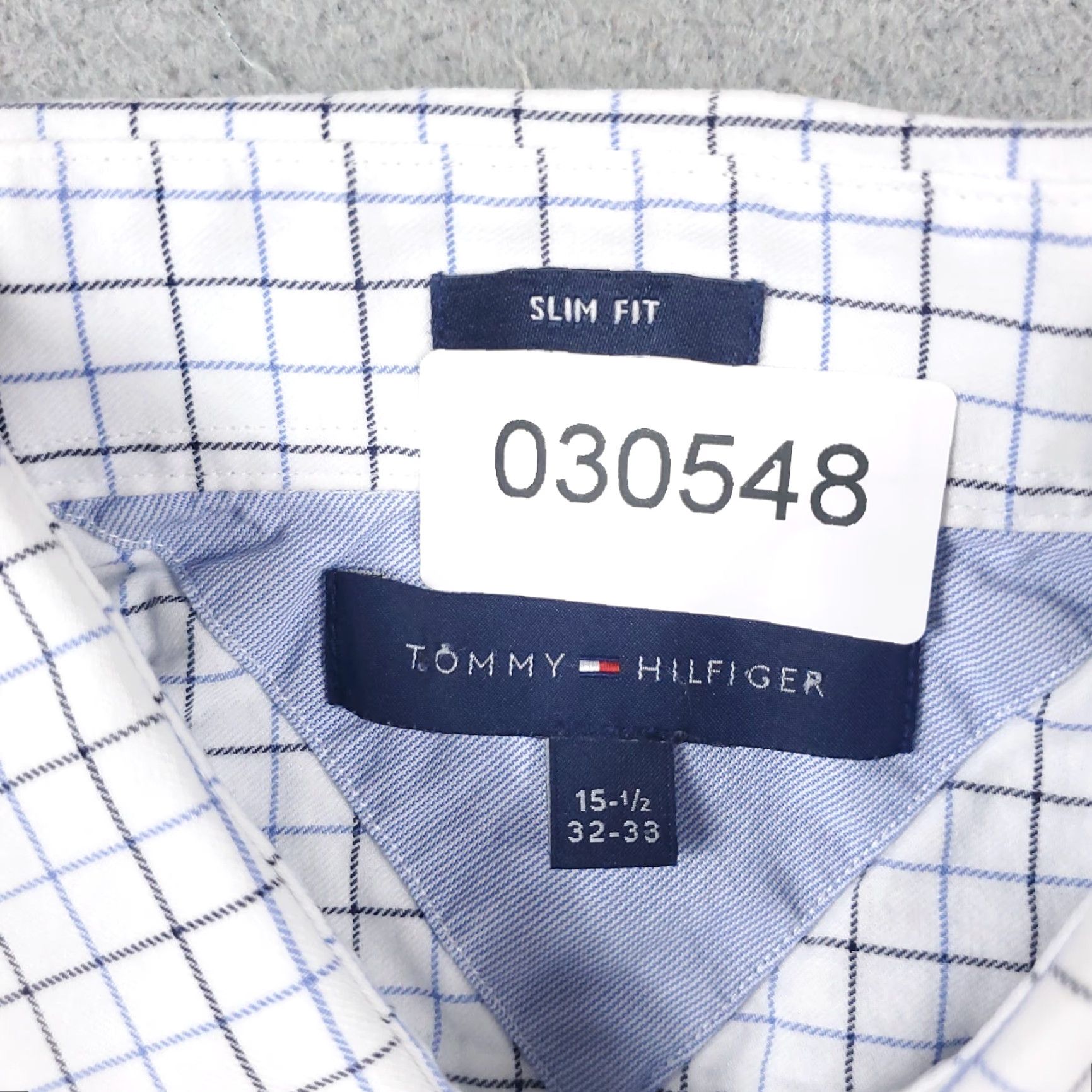 Tommy Hilfiger Tommy Hilfiger Shirt Mens 15.5 White Blue Check Dress Button Up Short Sleeve Size 40R - 8 Thumbnail