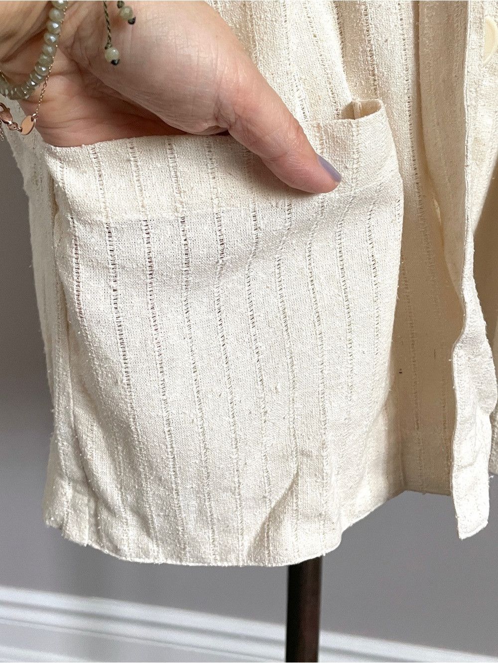 Vintage Vintage Raw Silk Short Sleeve Tunic Blouse Shirt - Large Size L / US 10 / IT 46 - 4 Thumbnail