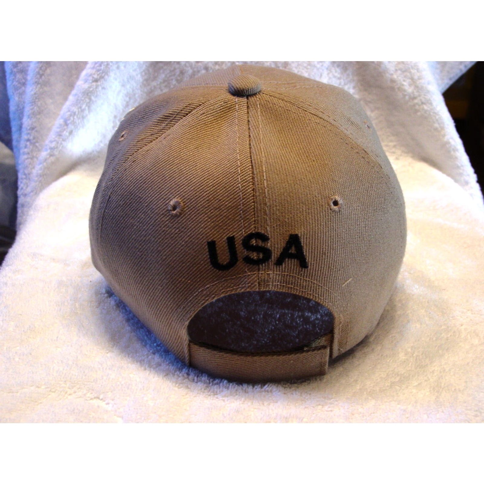 Vintage USA American Flag Eagle Baseball Cap Adjustable Beige Unisex Size ONE SIZE - 3 Thumbnail
