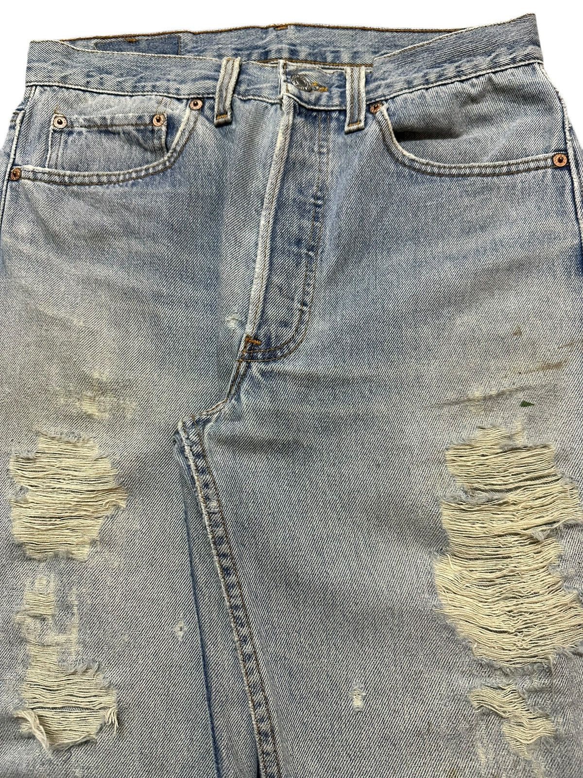 Levi's Vintage 80s Levis 501 Blue Wash Distressed Style Loose Jeans Size US 30 / EU 46 - 4 Thumbnail