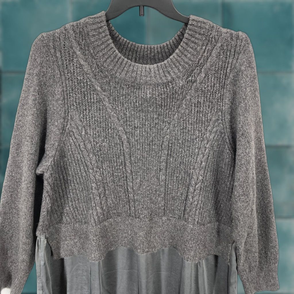 Vintage Lane Bryant Sweater Dress Women's 24 Gray Stretch Knit Maxi Long Sleeve NWT Size 4XL / US 24-26 - 1 Thumbnail