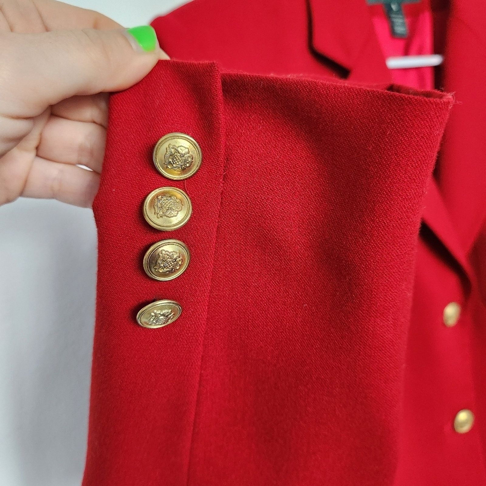 Lauren Ralph Lauren Lauren Ralph Lauren Crested Wool Blazer Red 8 Preppy 90s Size M / US 6-8 / IT 42-44 - 6 Thumbnail