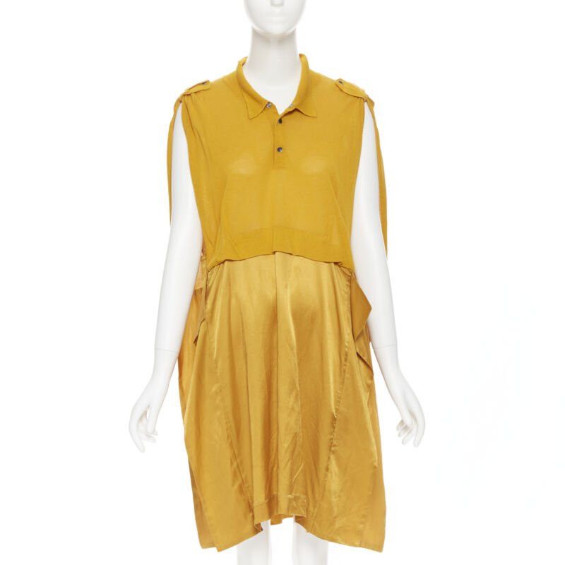 Toga TOGA ARCHIVES mustard yellow knit polo draped skirt boxy casual dress JP1 M Size M / US 6-8 / IT 42-44 - 1 Thumbnail