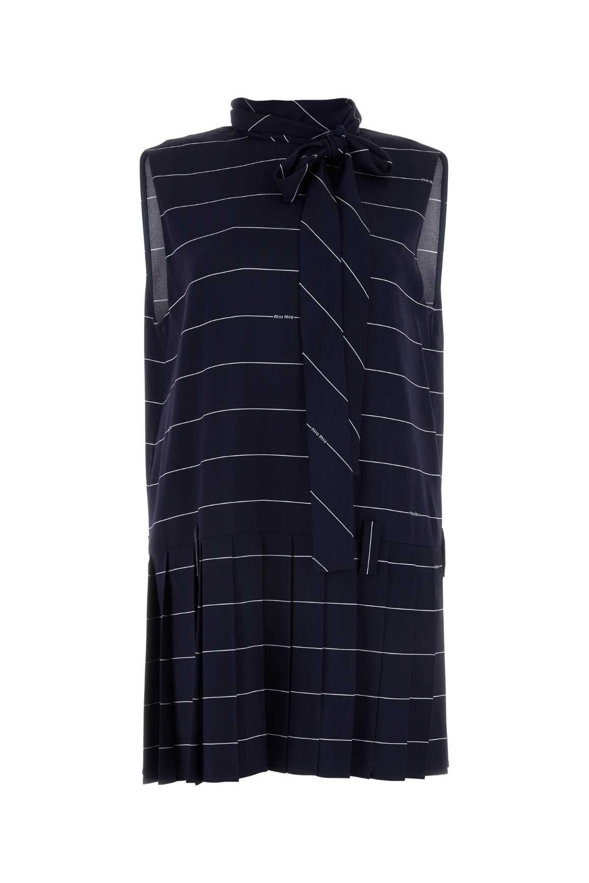 image of Miu Miu Embroidered Sable Mini Dress in Stripped, Women's (Size Medium)