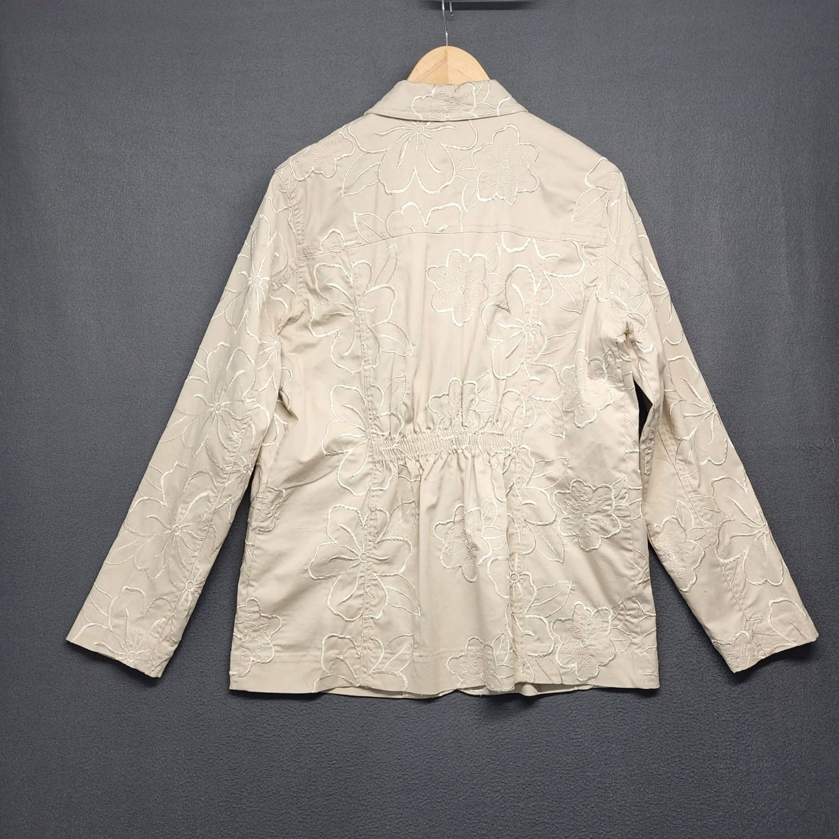 Vintage Susan Graver Womens Jacket Cream Floral Embroidered Button Front Career M Size M / US 6-8 / IT 42-44 - 2 Thumbnail