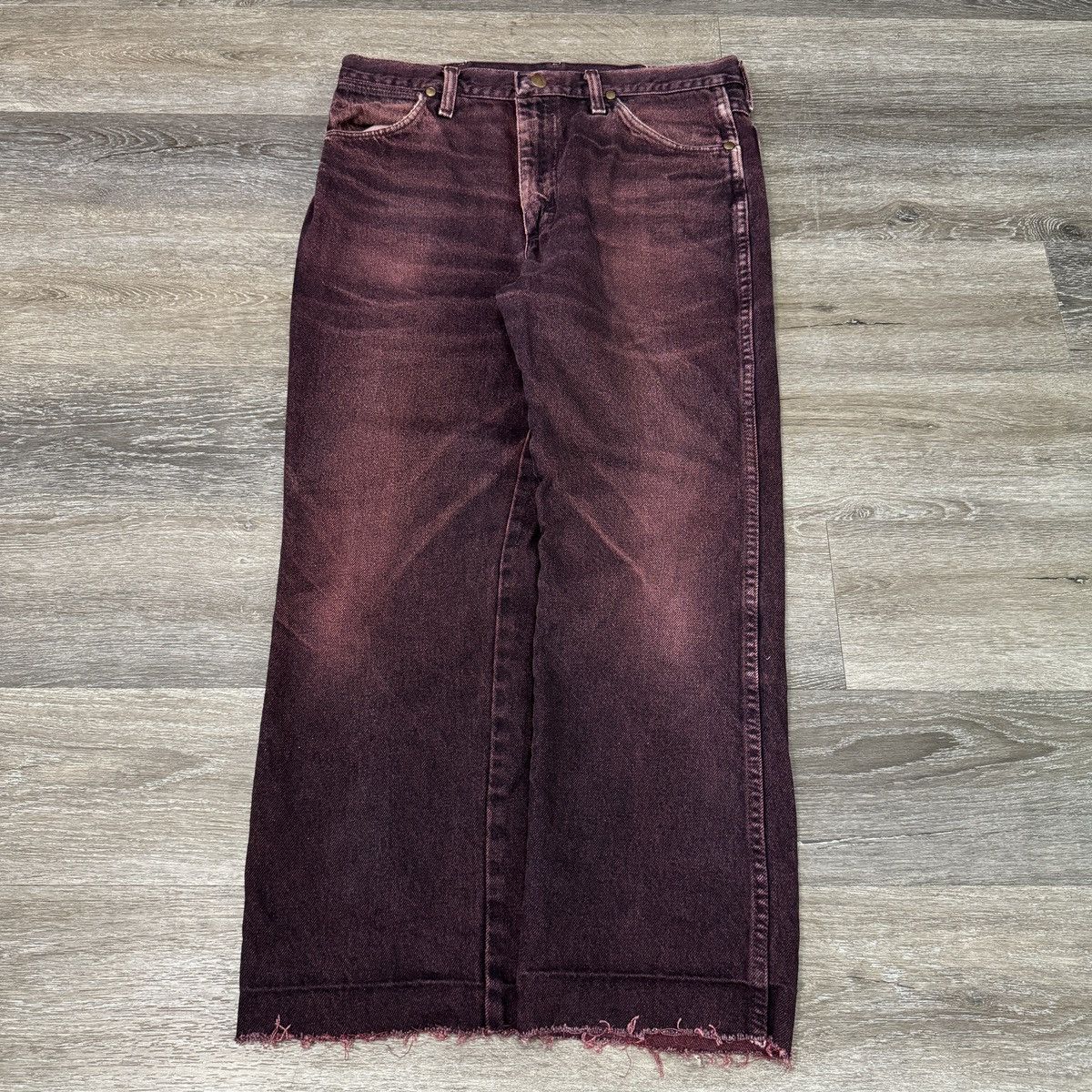 StraightFaded × Vintage × Wrangler Crazy Vintage 90s wrangler faded pink/black distressed jeans Size US 33 - 2 Thumbnail