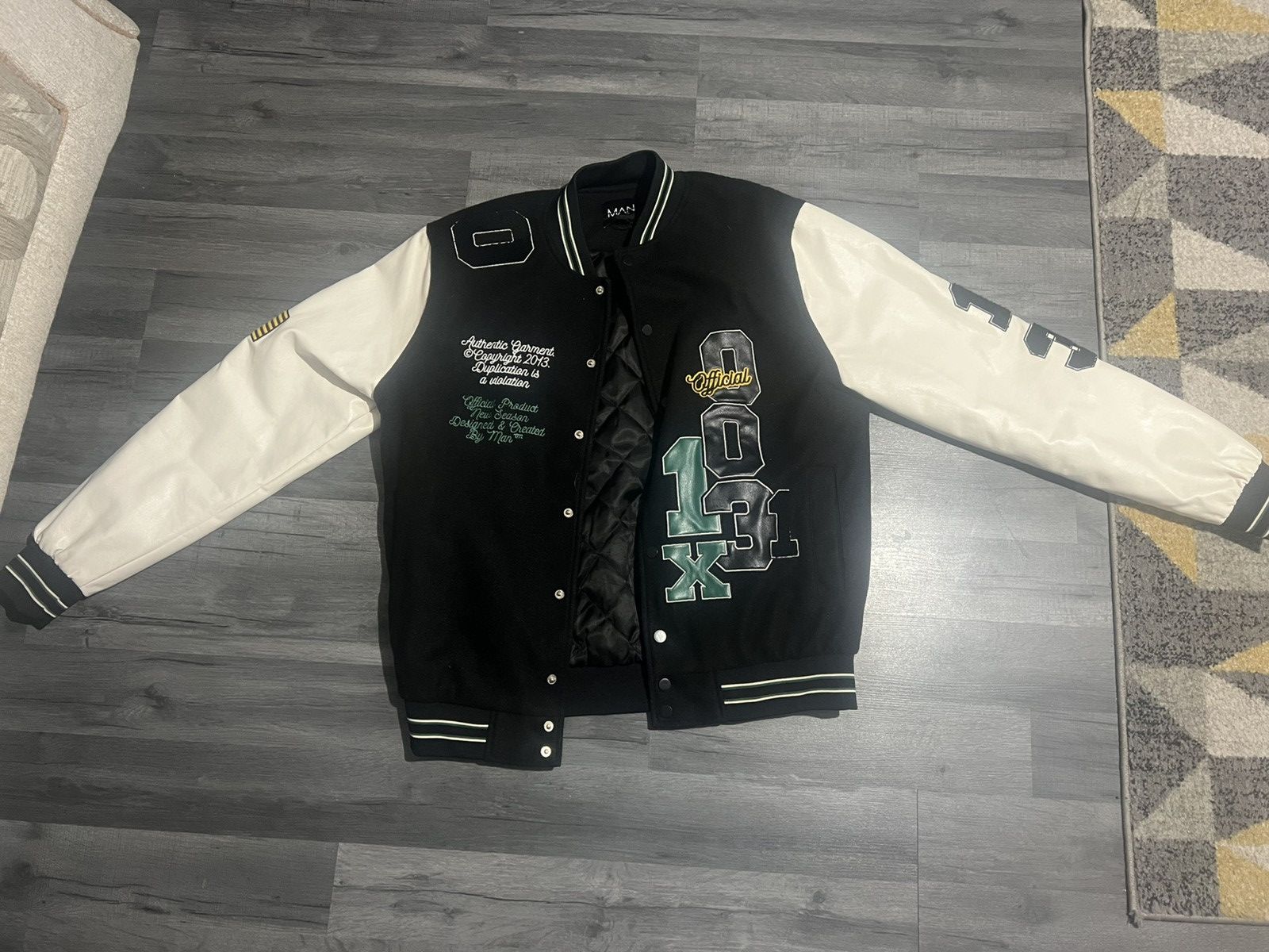 Boohoo BoohooMAN all over 00 Placement Varsity Jacket Size US M / EU 48-50 / 2 - 1 Thumbnail