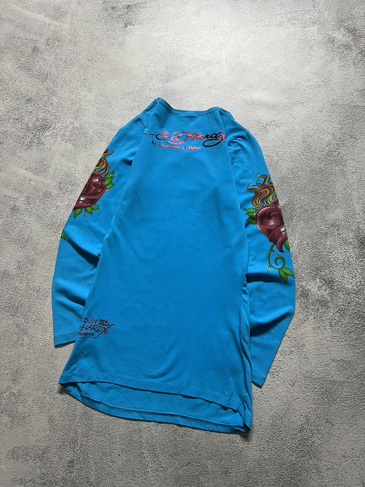 Ed Hardy Vintage Y2k Ed Hardy 🌹💙 Rosed Long Sleeve Dress 00’s Size S / US 4 / IT 40 - 6 Thumbnail