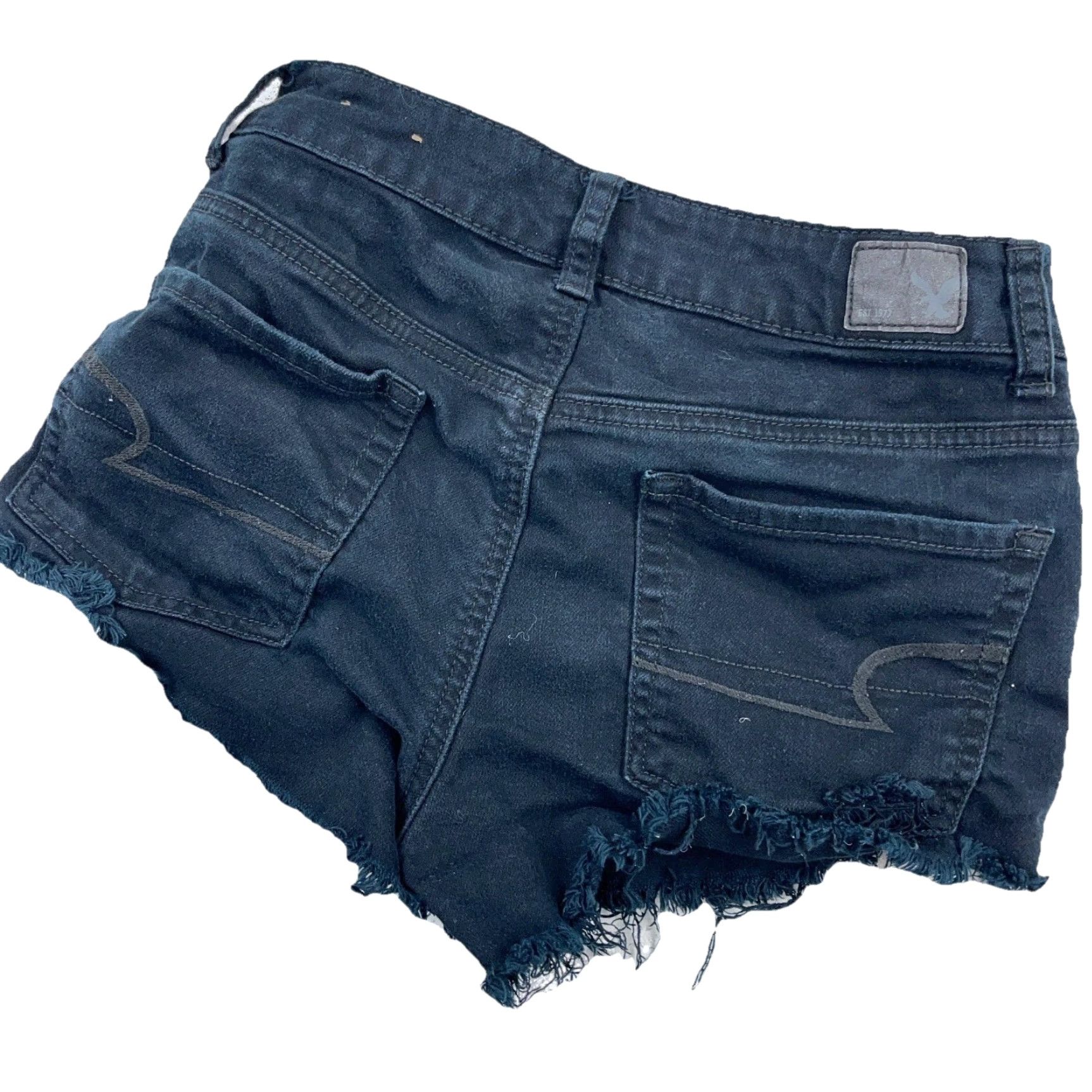 American Eagle Outfitters American Eagle Shorts Women 2 Cut Off Mid Rise Shortie Black Raw Frayed Hem Size 26" / US 2 / IT 38 - 3 Thumbnail