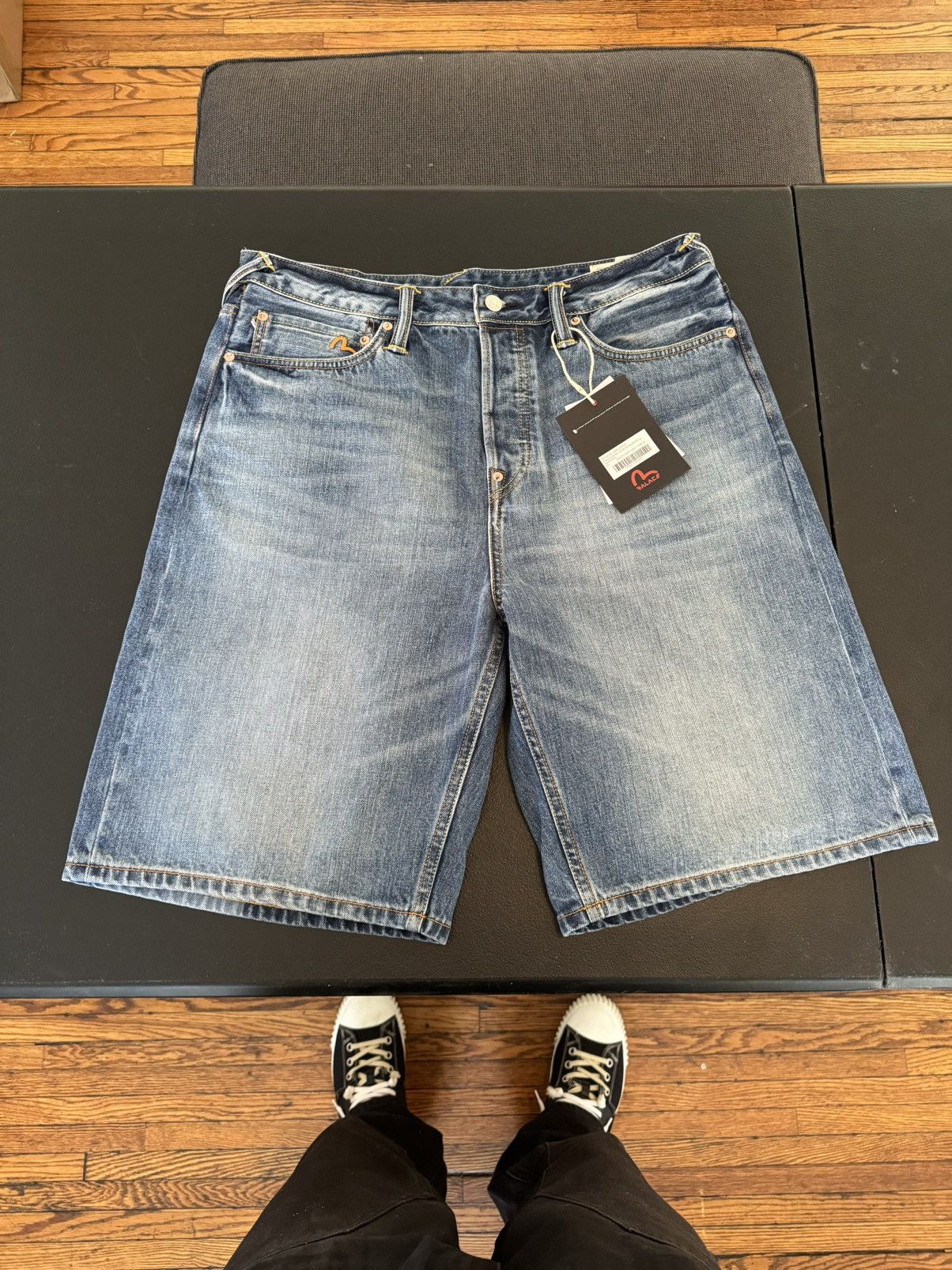 PALACE EVISU Logo Print Regular Fit Denim Shorts
