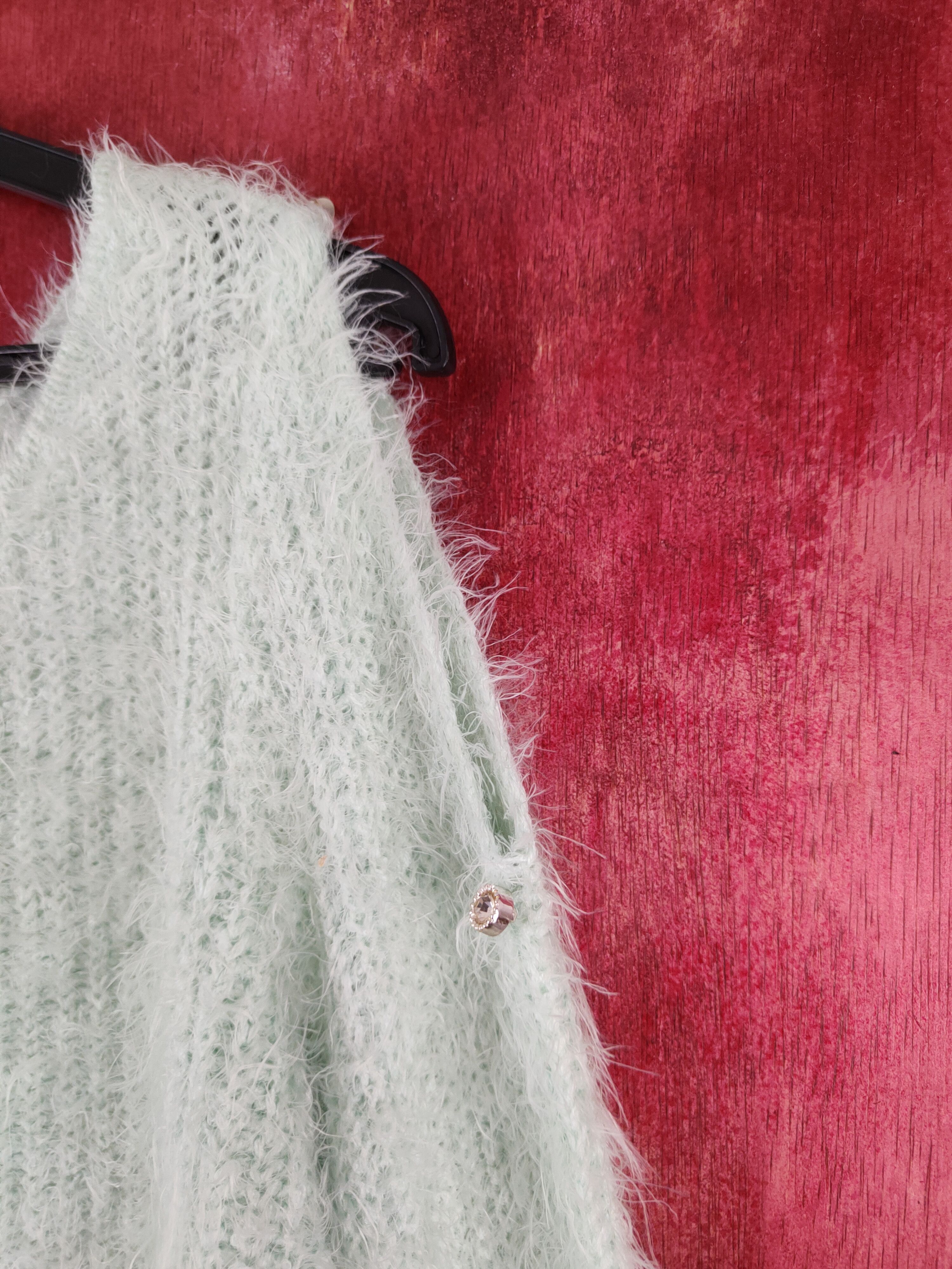 Japanese Brand Cecil McBee Green Shag Shaggy Fur Mohair Knitwear #S2027 Size M / US 6-8 / IT 42-44 - 7 Thumbnail