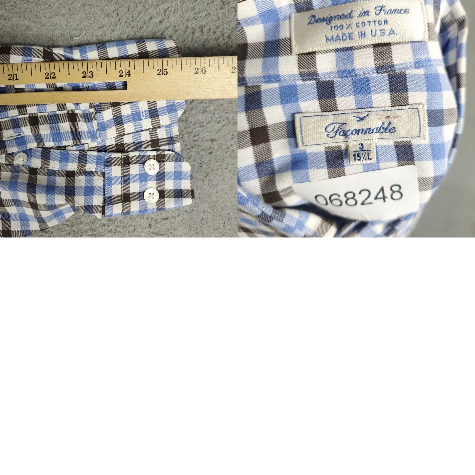 Faconnable Faconnable Shirt Mens Large Blue Check Casual Button Up Long Sleeve Size US L / EU 52-54 / 3 - 8 Thumbnail