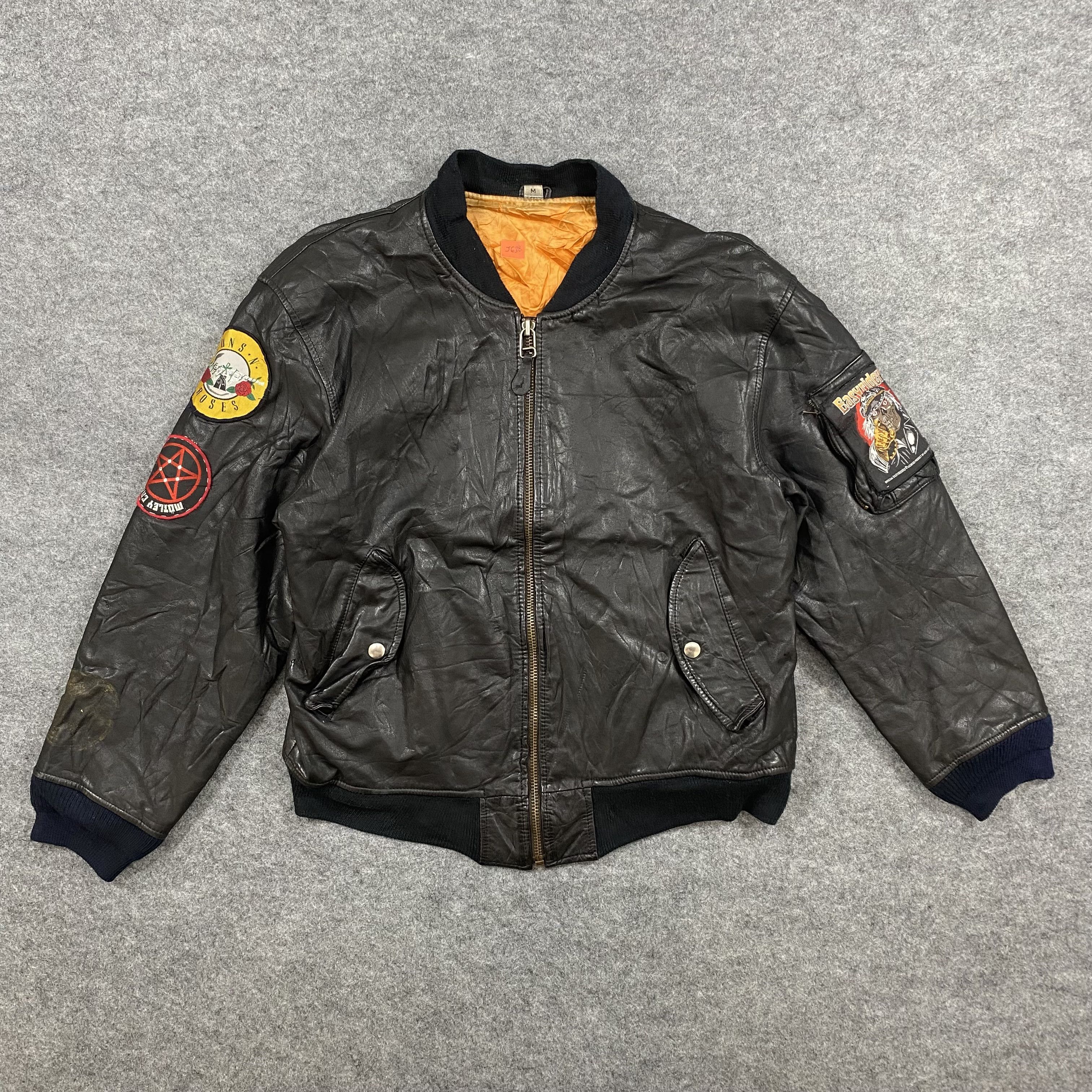 If Six Was Nine VINTAGE PATCH BAND BOMBER LEATHER JACKET-J638 Size US M / EU 48-50 / 2 - 1 Thumbnail