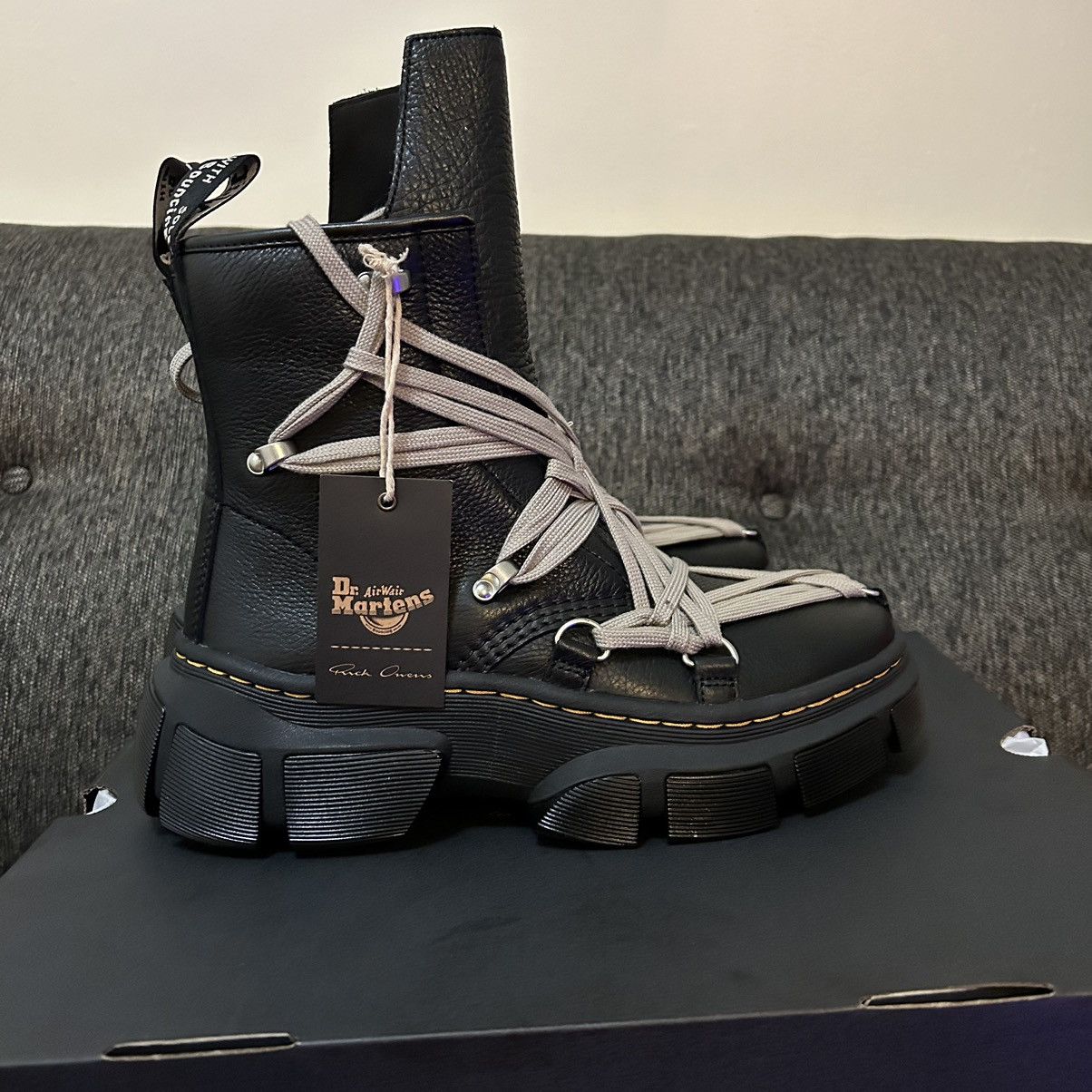 image of Dr Martens x Rick Owens Unreleased Rick Doc Dmxl Mega Lace Shoes in Black, Men's (Size 8)