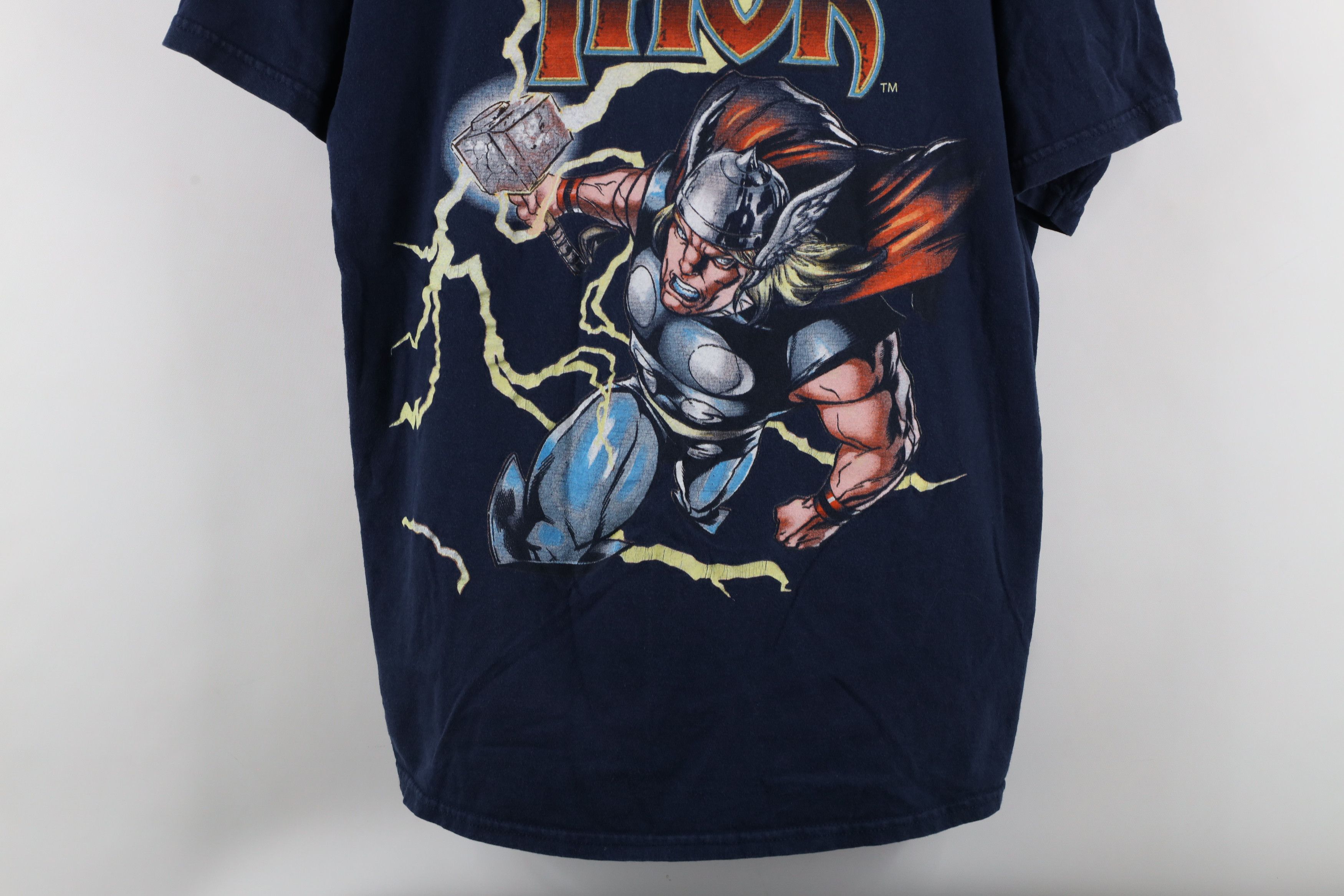 Vintage Vintage Marvel Comics Spell Out Big Logo Thor T-Shirt Blue Size US L / EU 52-54 / 3 - 3 Thumbnail