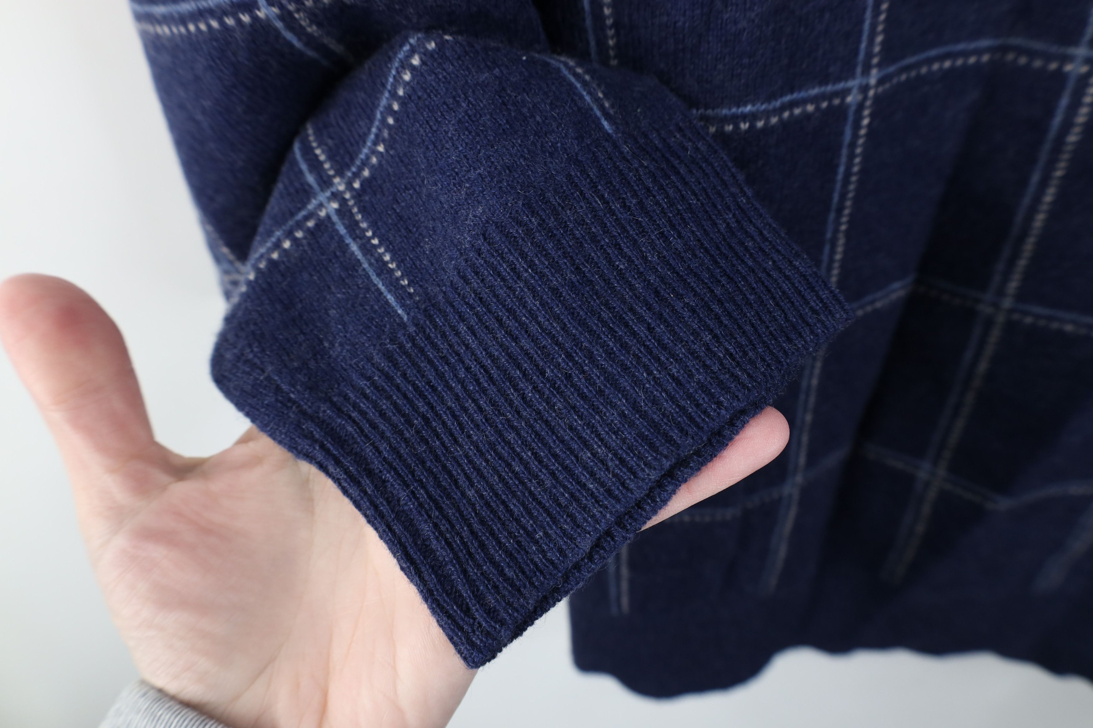 Vintage Vintage 90s Streetwear Knit Crewneck Sweater Blue Plaid Size US XXL / EU 58 / 5 - 8 Thumbnail