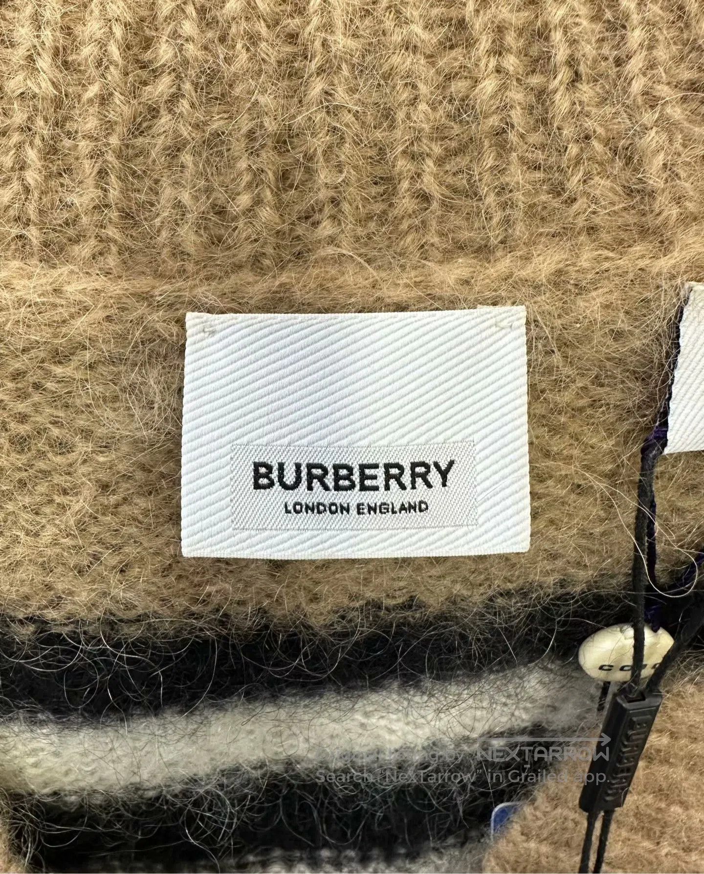 Burberry Burberry Khaki Striped Mohair Knit Cardigan| Size US XS / EU 42 / 0 - 3 Thumbnail