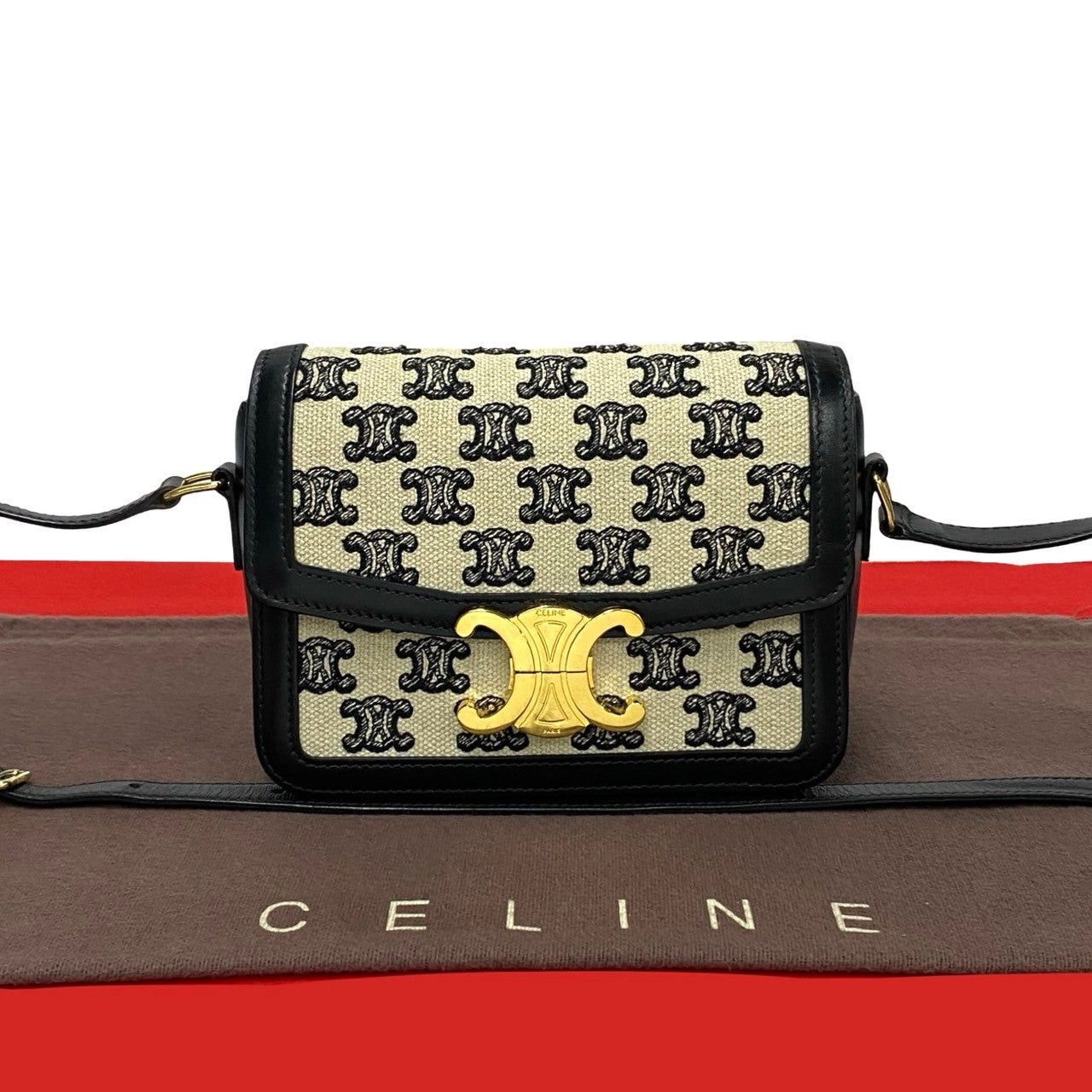 Celine Celine Shoulder Bag Black Cotton Size ONE SIZE - 1 Thumbnail