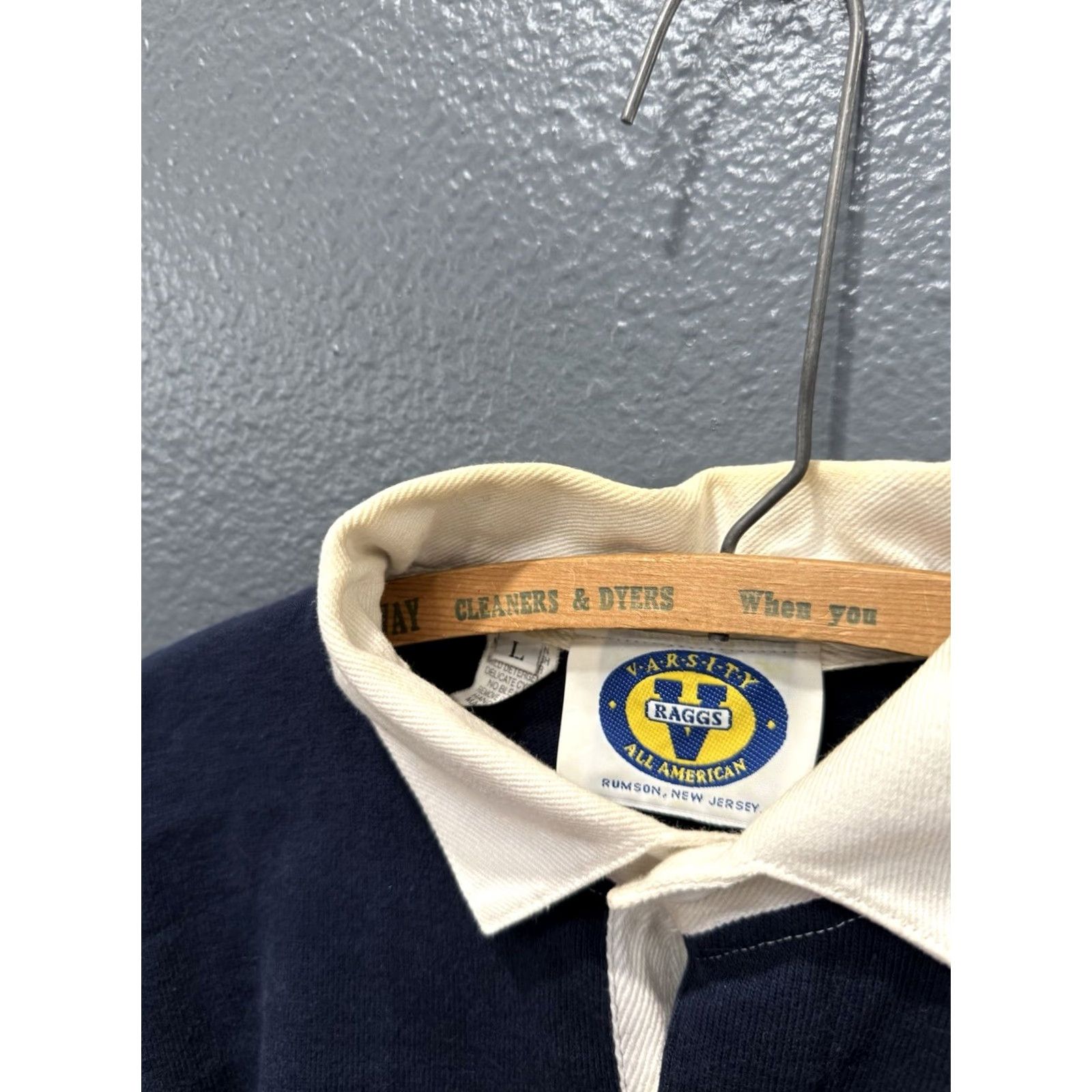 Vintage VINTAGE Varsity Rags Rugby Polo Shirt Men Large 90s Cotton Navy Blue Size US L / EU 52-54 / 3 - 3 Thumbnail
