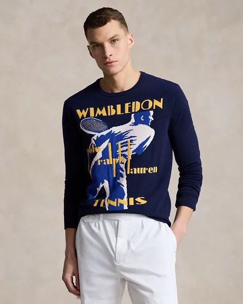 Polo Ralph Lauren Polo Ralph Lauren Wimbledon Cashmere Graphic Sweater Navy XL Size US XL / EU 56 / 4 - 2 Thumbnail