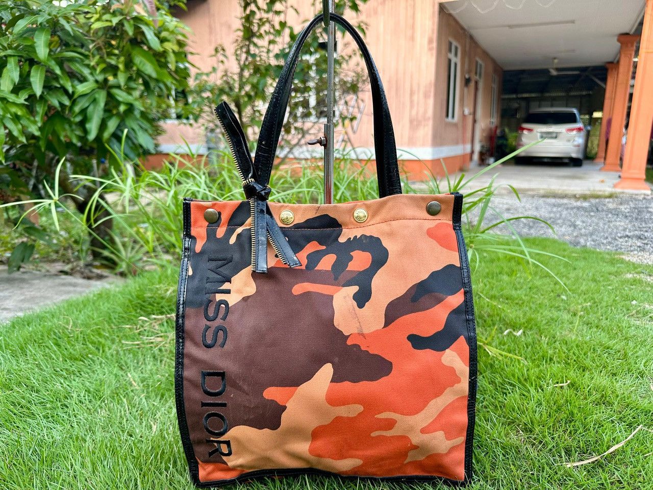 Dior Authentic Christian Dior “MISS DIOR” Camouflage Tote Bag Size ONE SIZE - 1 Thumbnail