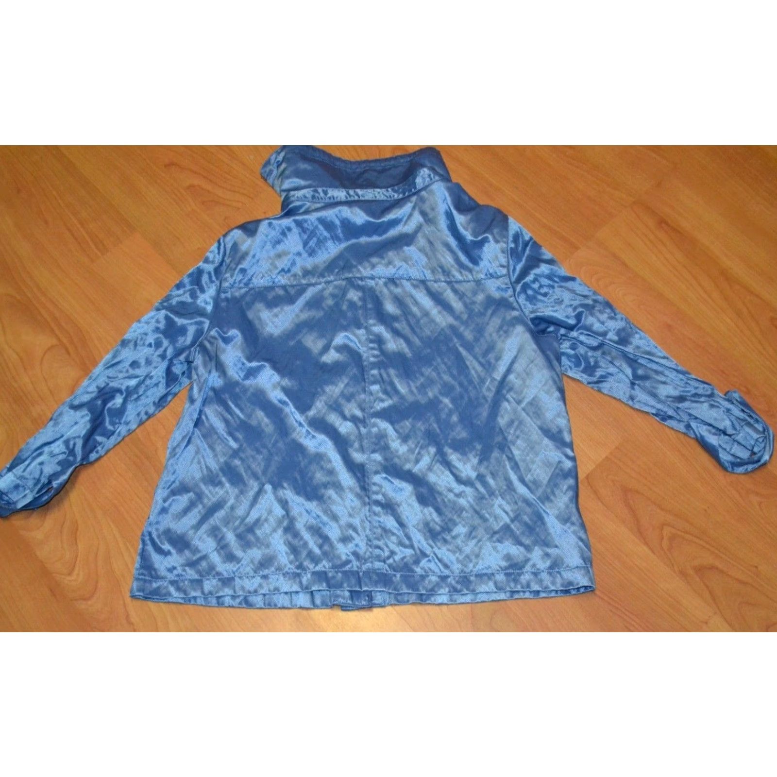 Vintage VINTAGE Ruby Rd Jacket Womens Blue Convertible Collar Shimmer Button Crinkle 16 Jeans/Denim-Style Size XXL / US 16-18 / IT 52-54 - 4 Thumbnail