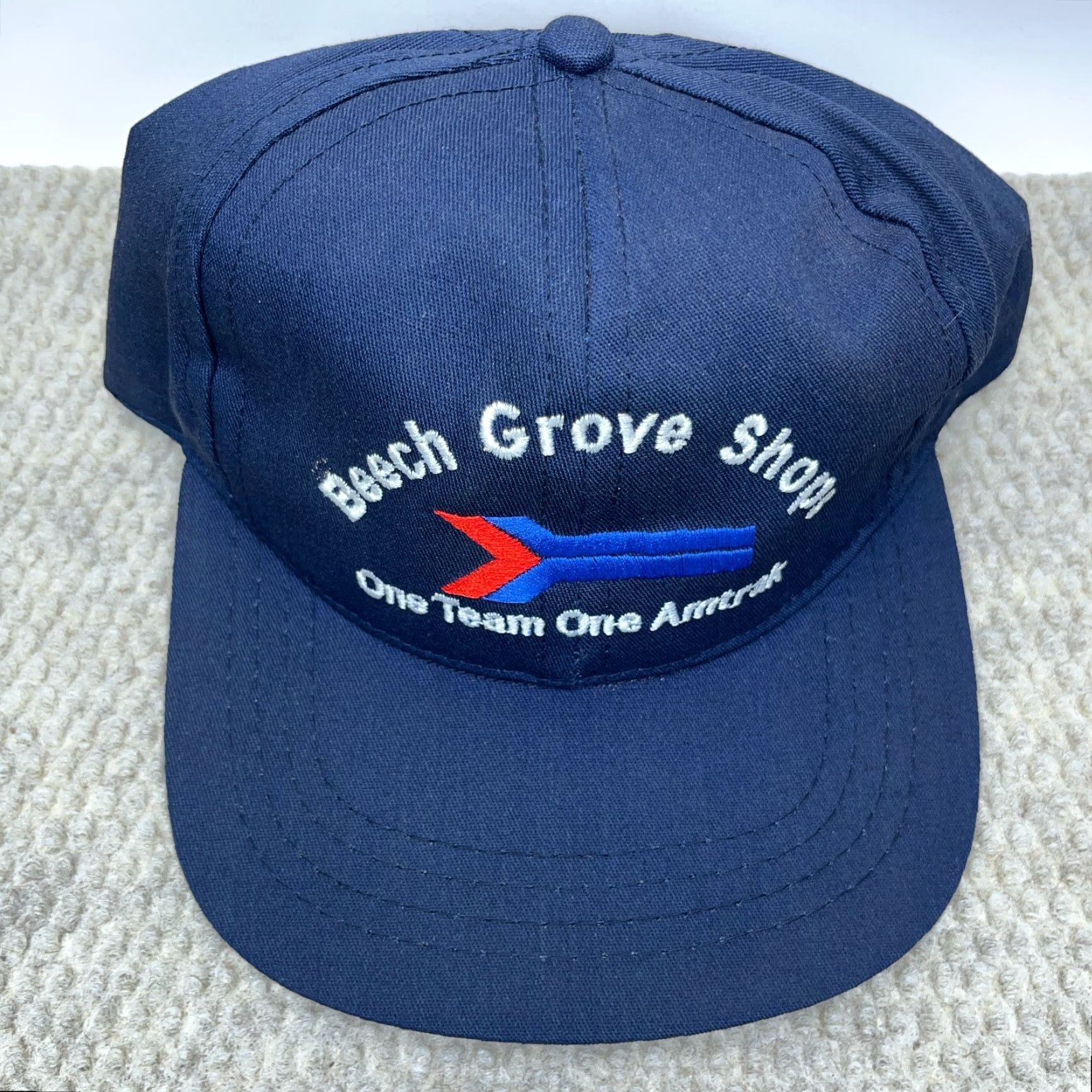 Rains VINTAGE Amtrak Railroad Hat Cap Trucker Cap Men Adjustable Blue 80s 90s USA Logo Advertising Classic Outdoor Retro Workwear USA Hat Size ONE SIZE - 2 Thumbnail