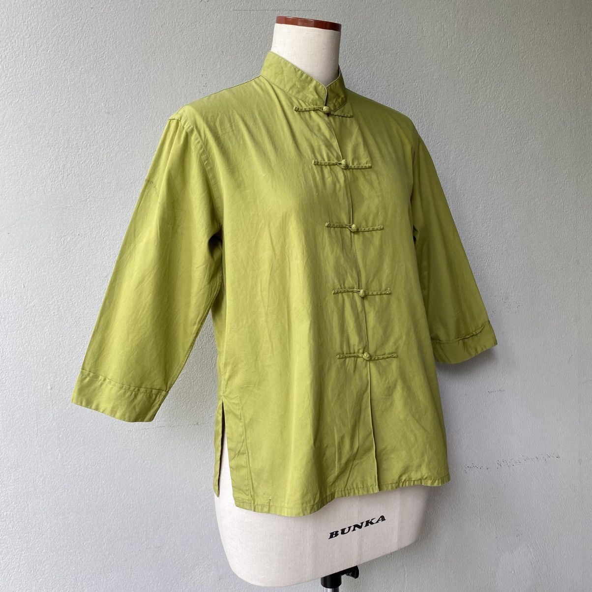 Japanese Brand POWDER Mandarin Chinese Style Green Shirt Size M / US 6-8 / IT 42-44 - 4 Thumbnail