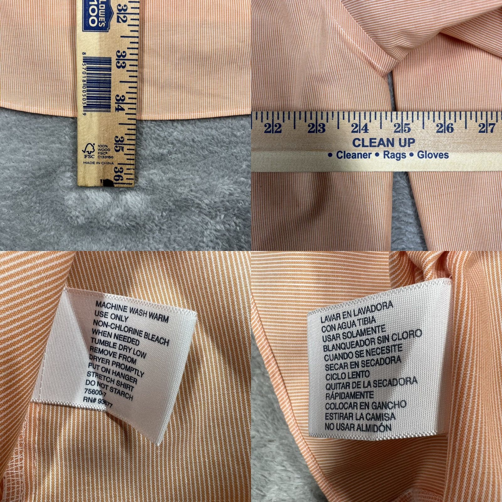 Stafford Stafford The Super Shirt Shirt Men 17 Salmon Striped Classic Fit Button-Up Size US XL / EU 56 / 4 - 9 Thumbnail