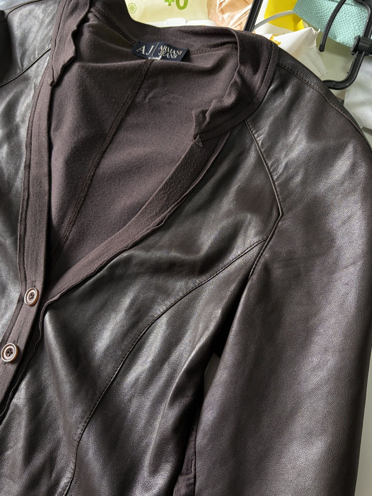 Armani Armani Jeans Brown Ovine Leather Mixed Media Cardigan Size S / US 4 / IT 40 - 12 Thumbnail