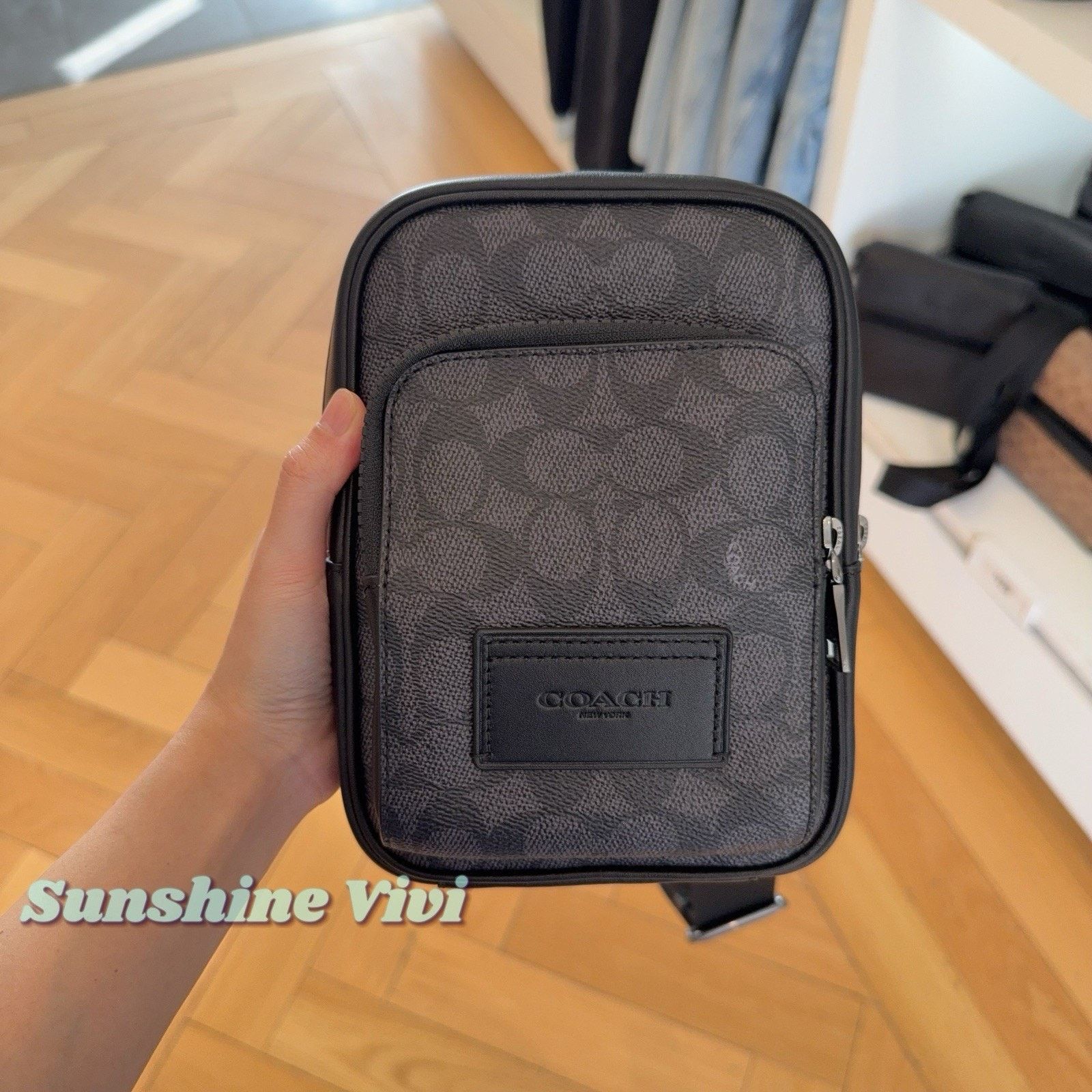 Coach NWT Coach men Racer Sling Pack CV763 Gunmetal/Charcoal/Black Size ONE SIZE - 1 Thumbnail