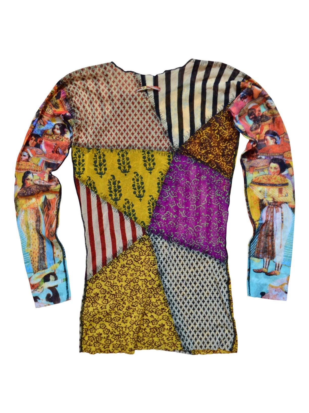 Jean Paul Gaultier 2000’s Jean Paul Gaultier Patchwork Mesh Long Sleeve Top Size XL / US 12-14 / IT 48-50 - 4 Thumbnail