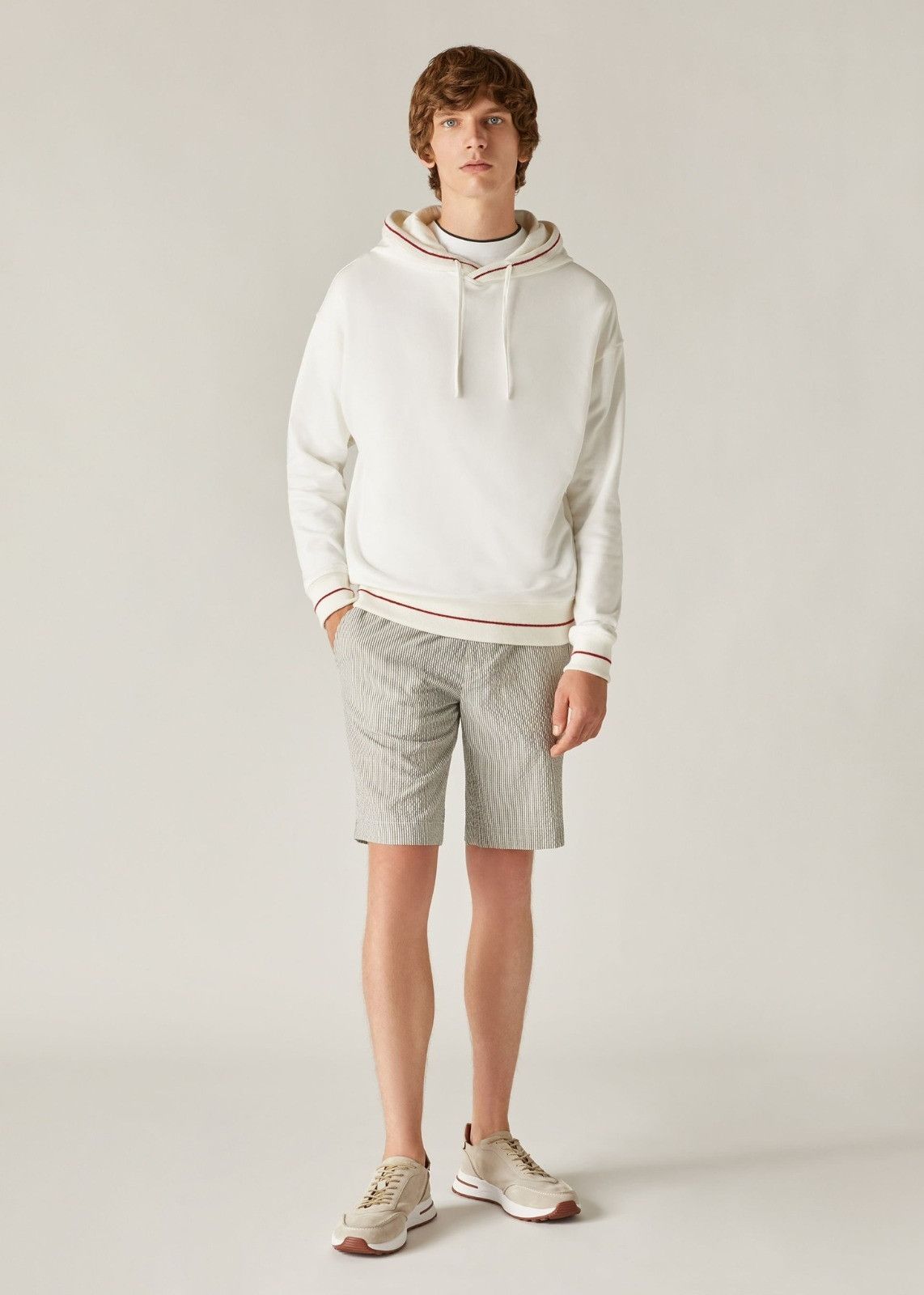 Loro Piana o1srvl11e1024 Flat Bermuda Shorts in Grey/White Size US 34 / EU 50 - 3 Thumbnail