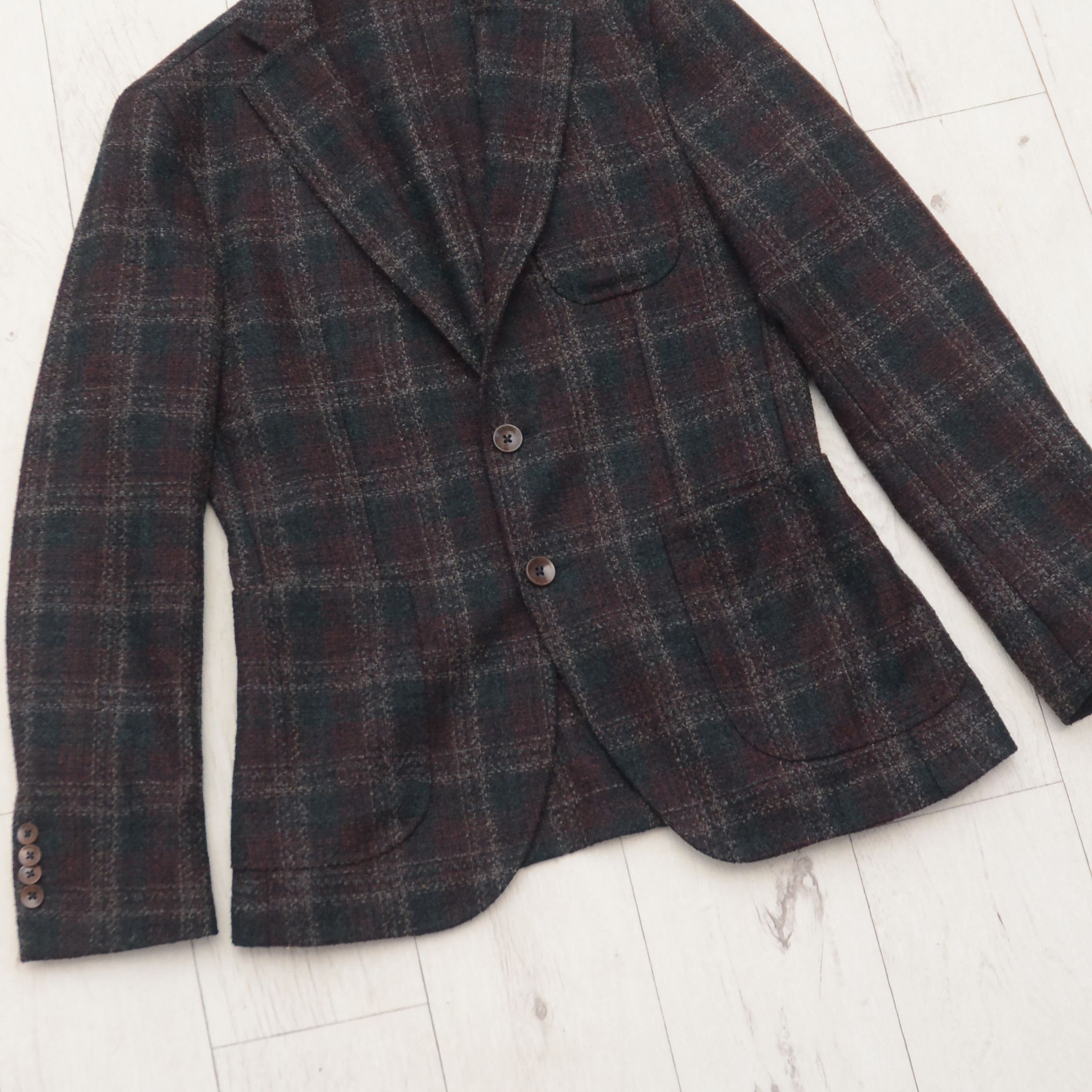 Designer × Paoloni PAOLONI CASUAL MEN BLAZER Tweed Check SLIM WOOL Sport Coat Size 36R - 5 Thumbnail