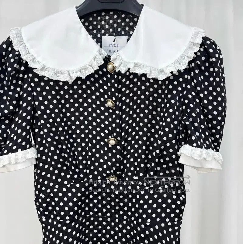 Miu Miu Miu Miu Black Polka Dot Dress with Collar . Size S / US 4 / IT 40 - 3 Thumbnail
