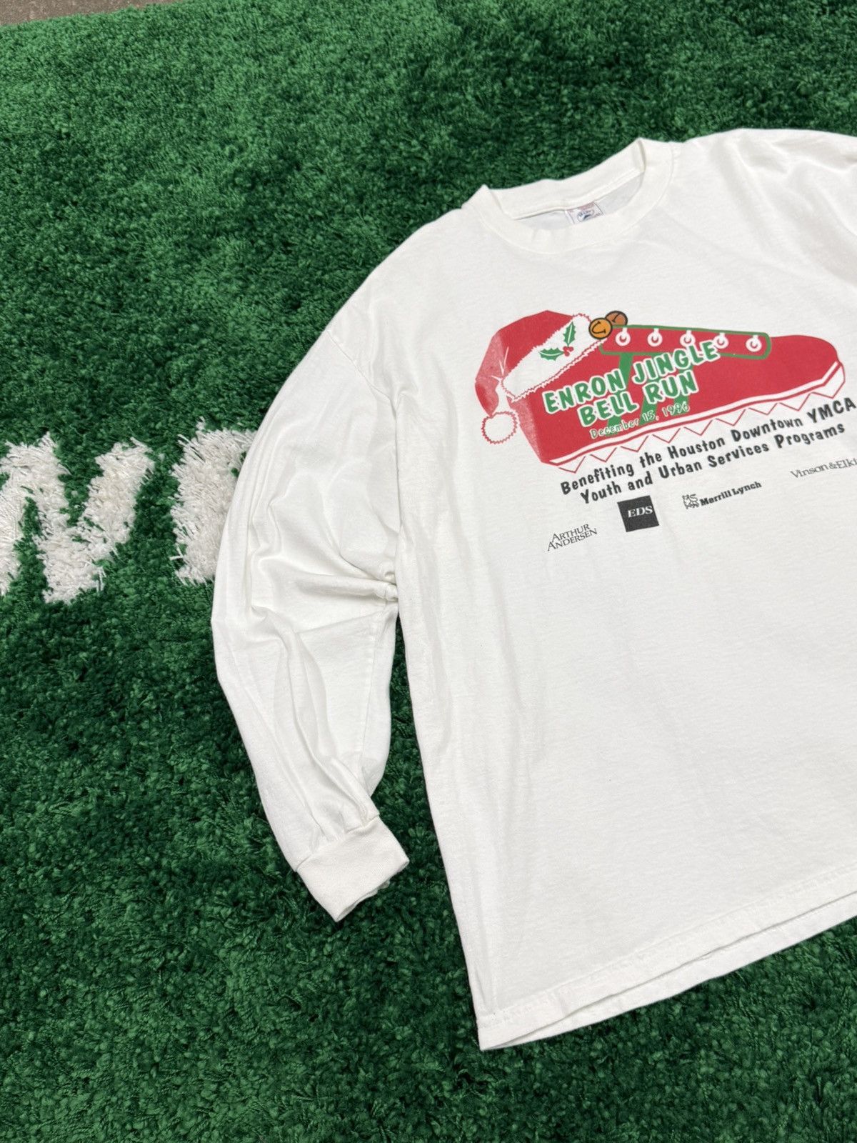 Delta × Vintage RARE Enron Jingle Bell Run 1996 White Long Sleeve XL Size US XL / EU 56 / 4 - 3 Thumbnail