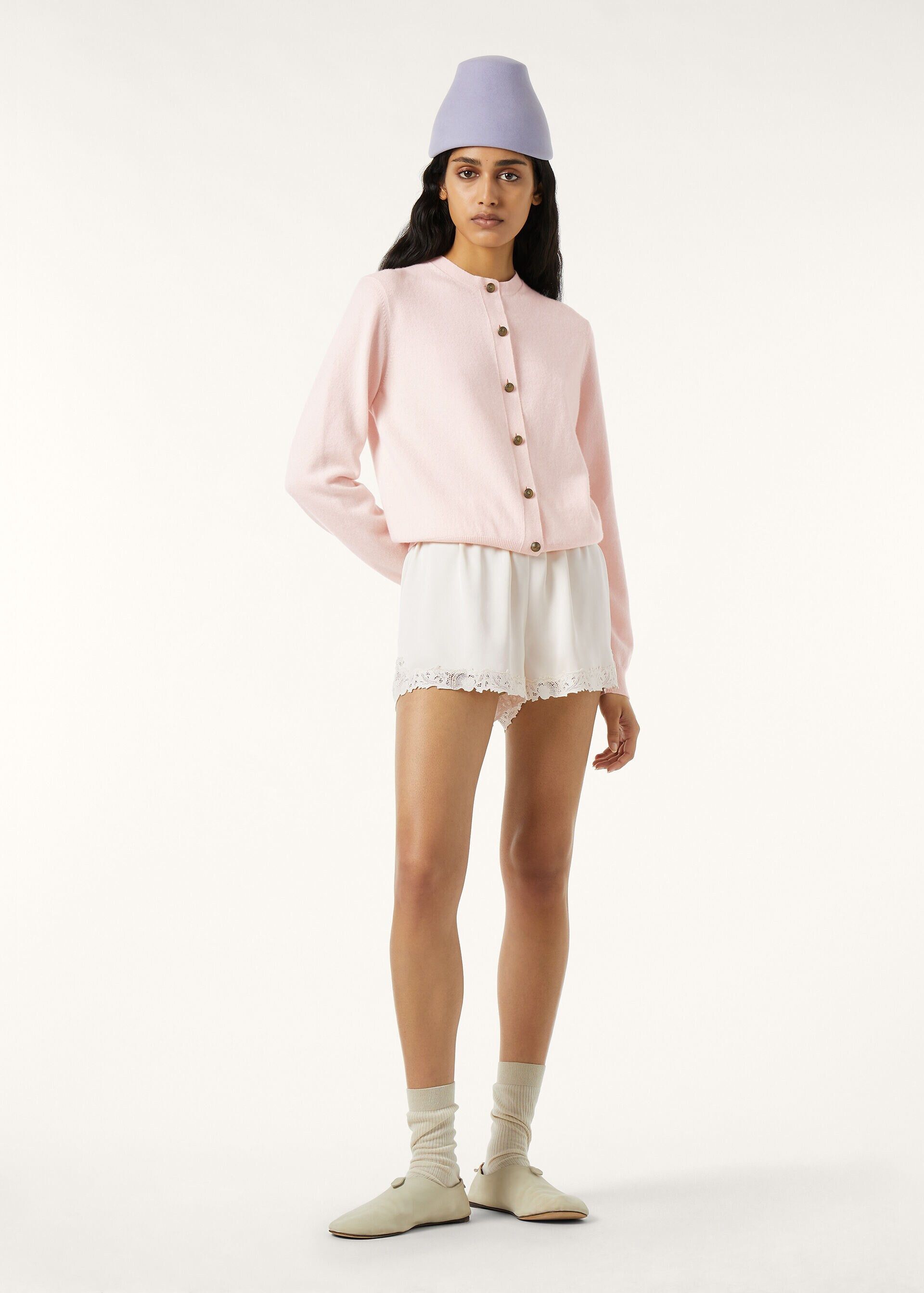 Loro Piana os11x0326 FAQ8645 Classic Cardigan in Pale Baby Rose Size M / US 6-8 / IT 42-44 - 2 Thumbnail