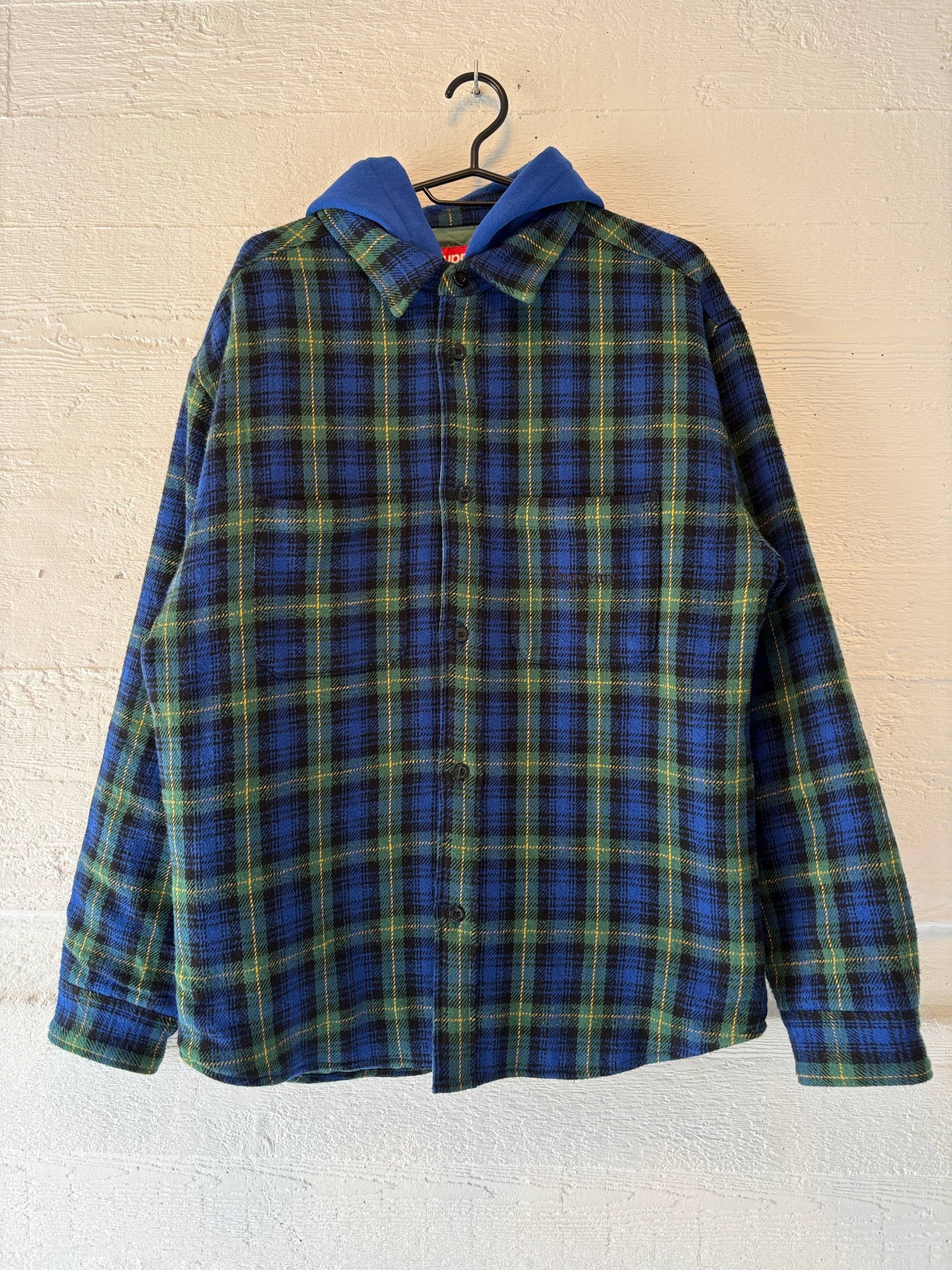Supreme Supreme Tartan Flannel Hooded Shirt blue/green Size US M / EU 48-50 / 2 - 3 Thumbnail