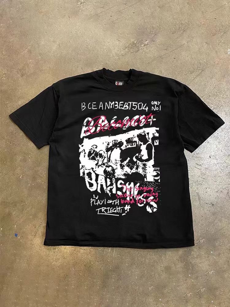 Vintage Black Loose Printed Short Sleeve T Shirt Size US L / EU 52-54 / 3 - 2 Thumbnail