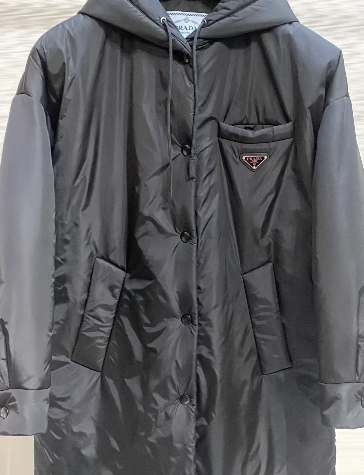 Prada Prada Classic Black Nylon Hooded Cotton Coat J33 Size XS / US 0-2 / IT 36-38 - 4 Thumbnail
