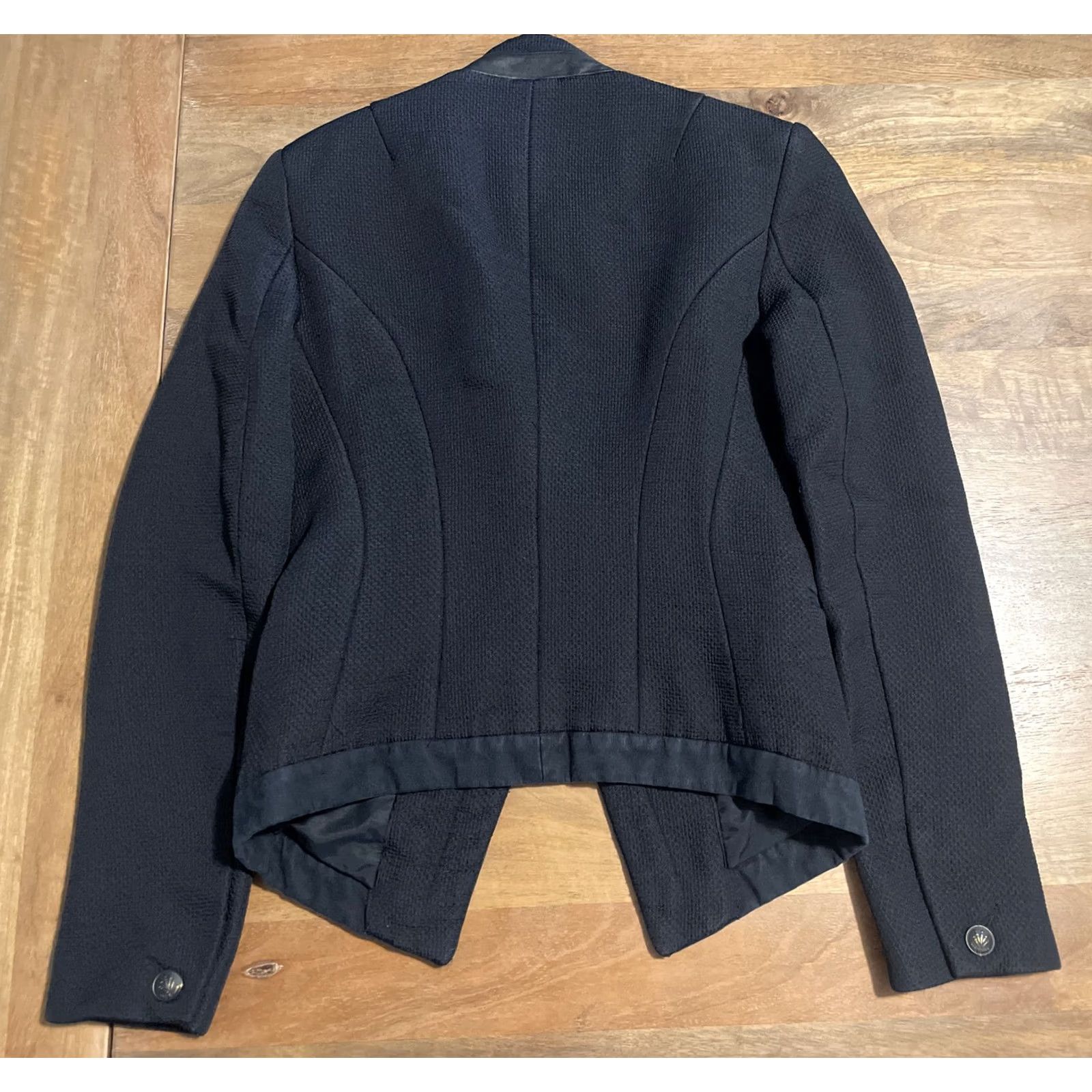 Rag & Bone rag & bone Womens Jacket Black Cropped Open Coat Lined Size 0 Trim USA Made in USA Size XS / US 0-2 / IT 36-38 - 3 Thumbnail