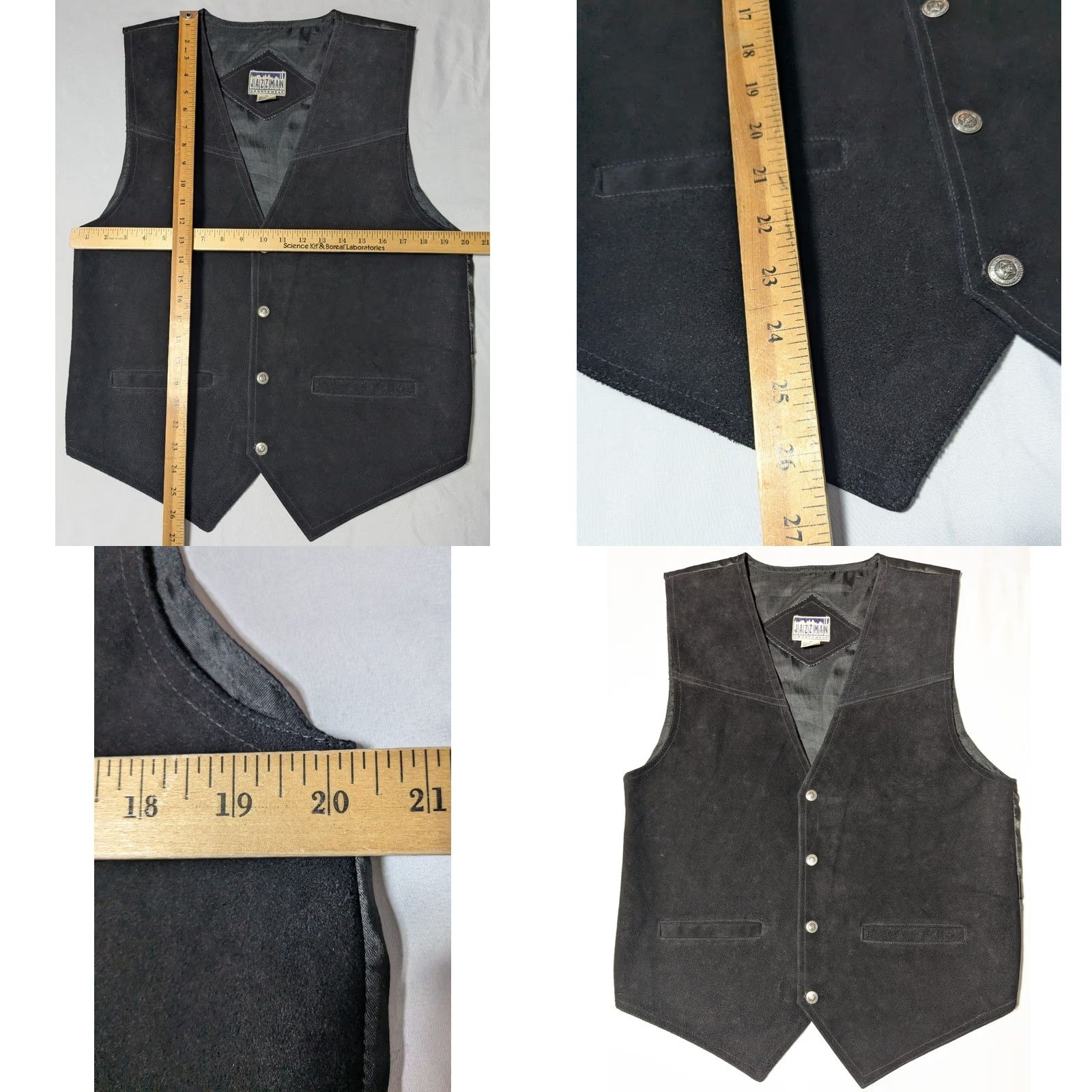 Vintage VTG Jazzman Sportswear Oklahoma State Seal Buttons Men Medium Black Leather Vest Size US M / EU 48-50 / 2 - 8 Thumbnail