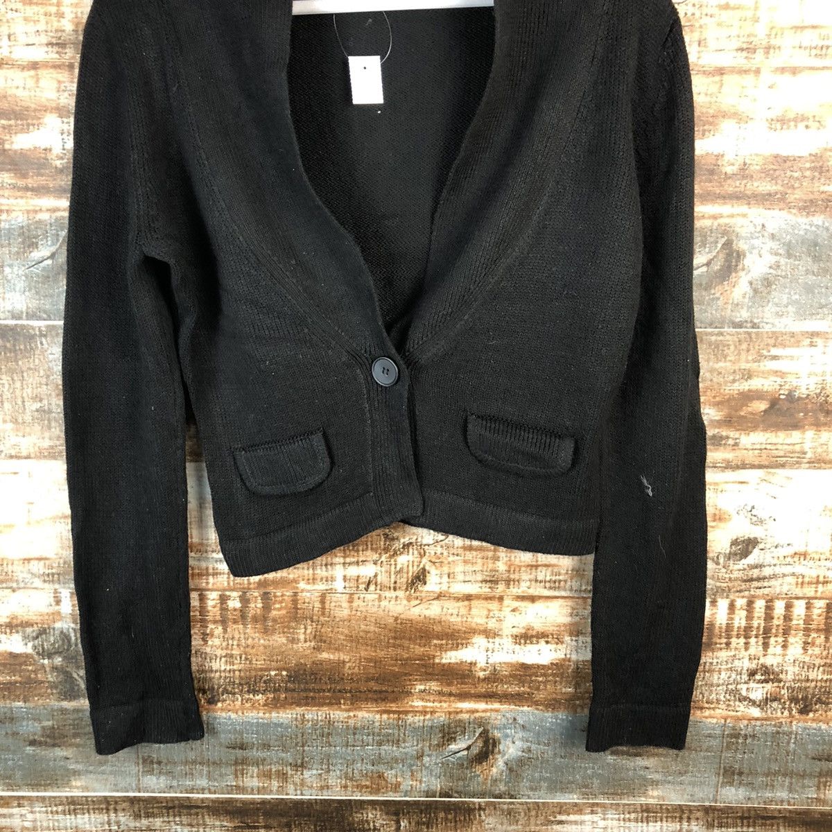 Japanese Brand Link It All Black Cardigan Knitwear crop top #A1467 Size XS / US 0-2 / IT 36-38 - 3 Thumbnail