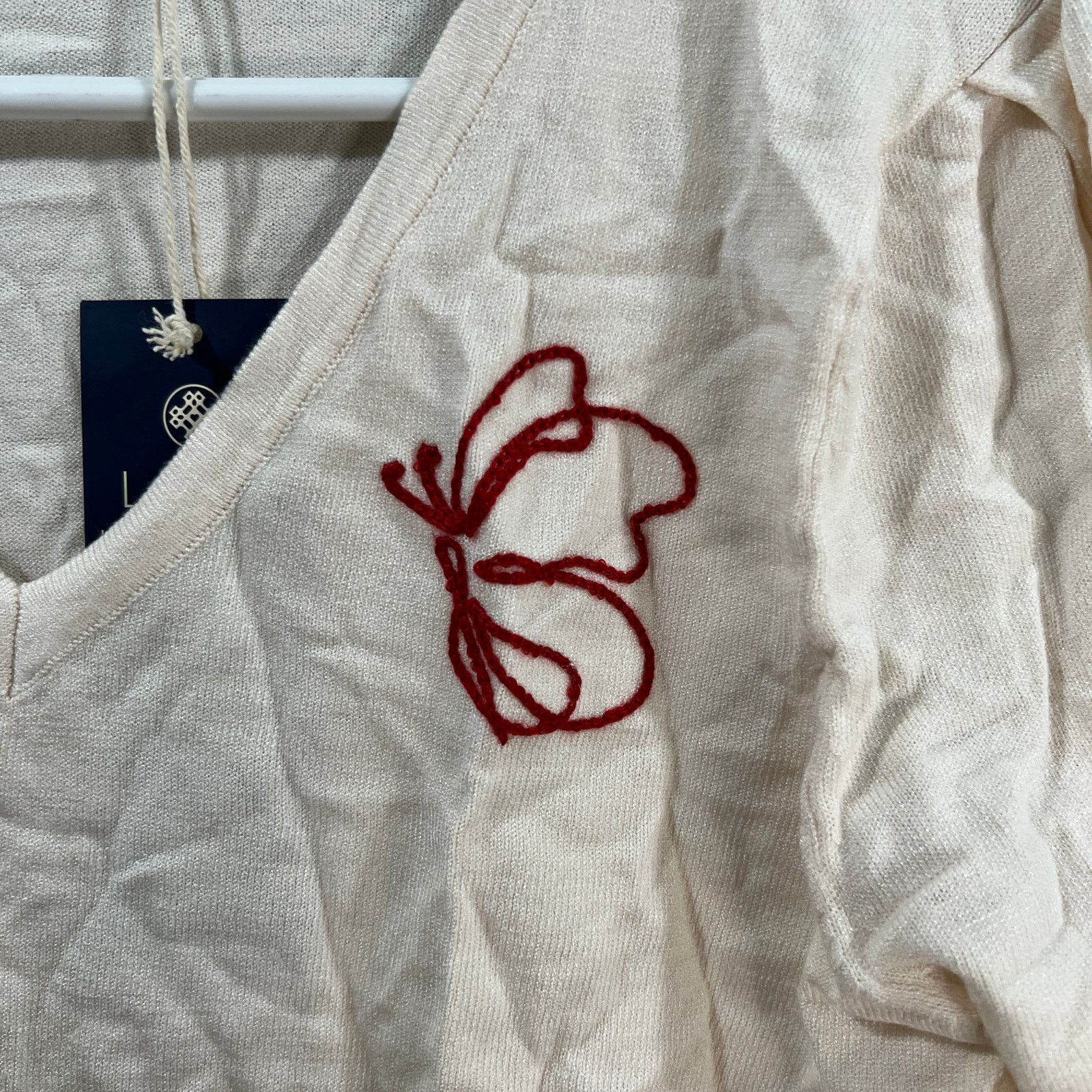 Other Laurie Felt 3/4 Sleeve Sweater w/ Butterfly Embroidery Cocon Size S / US 4 / IT 40 - 5 Thumbnail