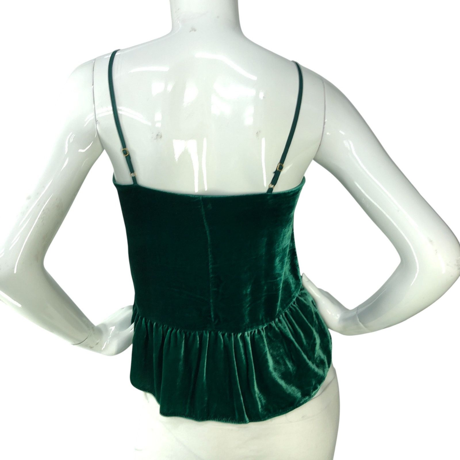 J.Crew J Crew Size 00P Top Velvet Peplum Cami Silk Blend Green Size XXS / US 00 / IT 34 - 7 Thumbnail